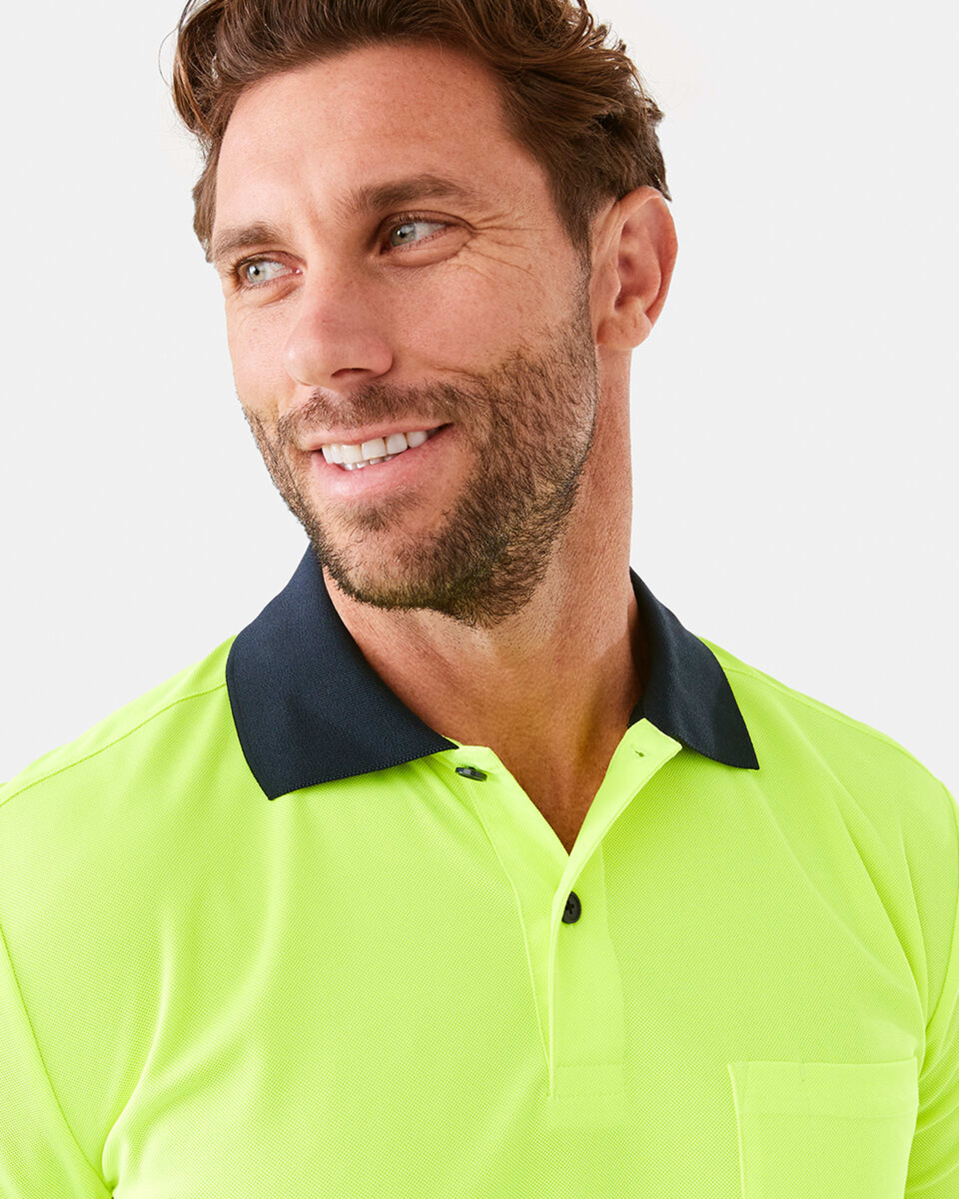 4 Workwear Short Sleeve Hi-Visibility Cool Polo Shirt FLURO YELLOW, 4 of 7
