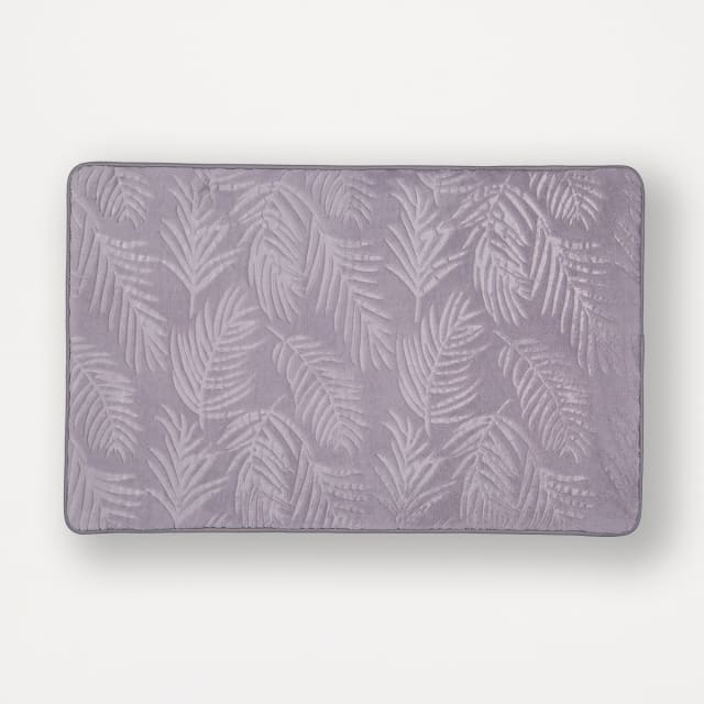 Embossed Leaf Memory Foam Bath Mat Silver Kmart