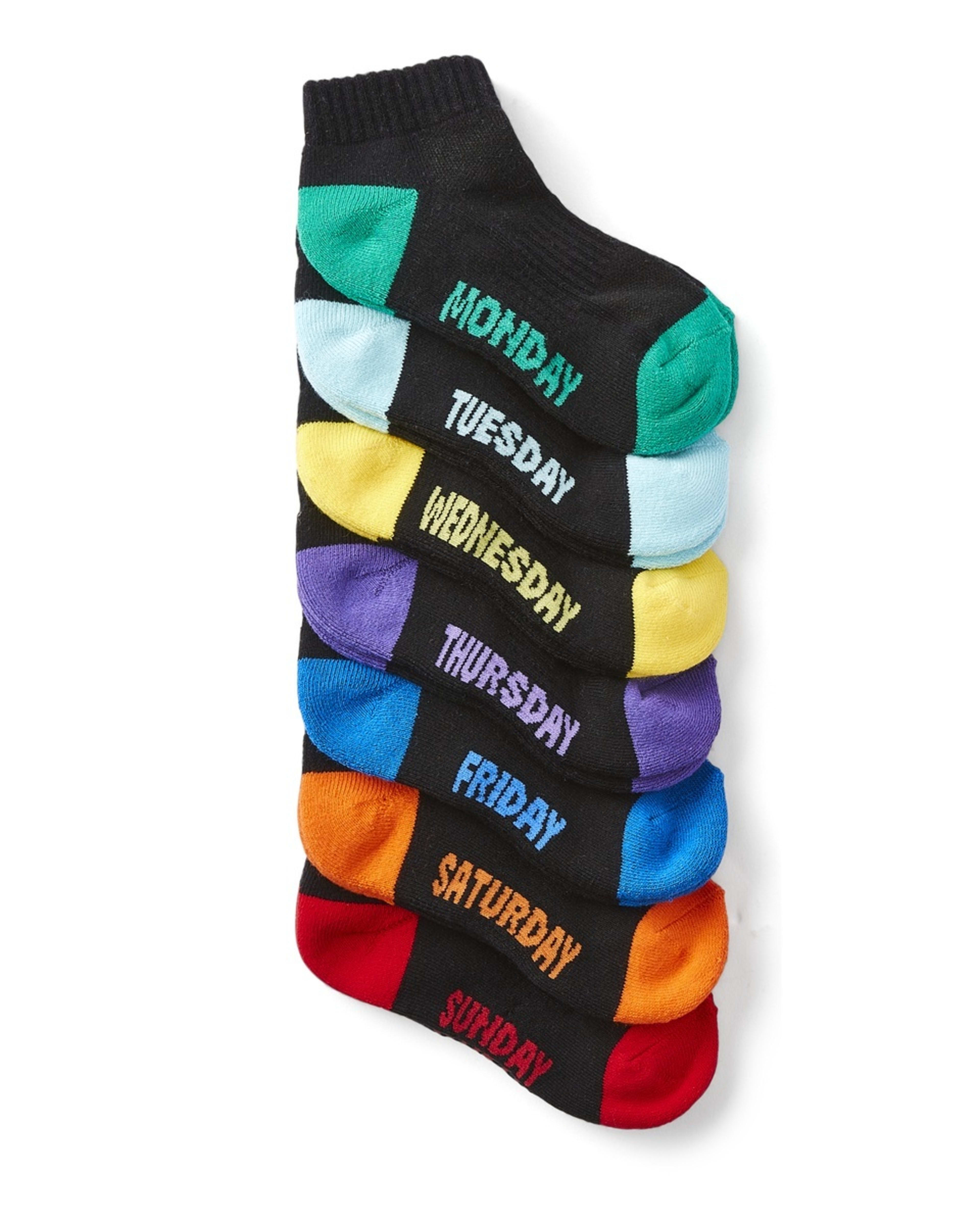 1 7 Pack Active Kids Days of the Week Low Cut Socks Blk Days, 1 of 2