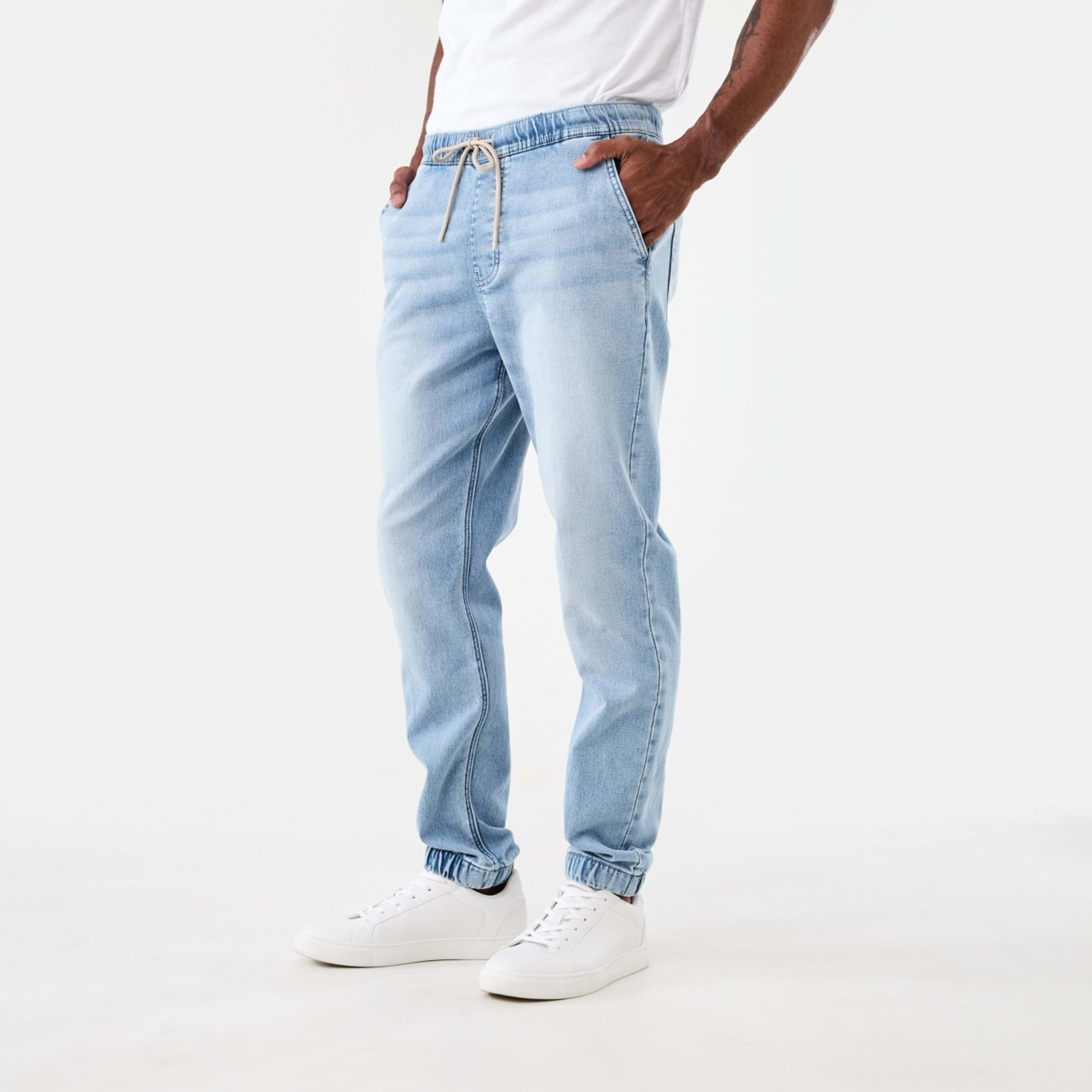 2 Cuffed Denim Joggers Light Wash, 2 of 5