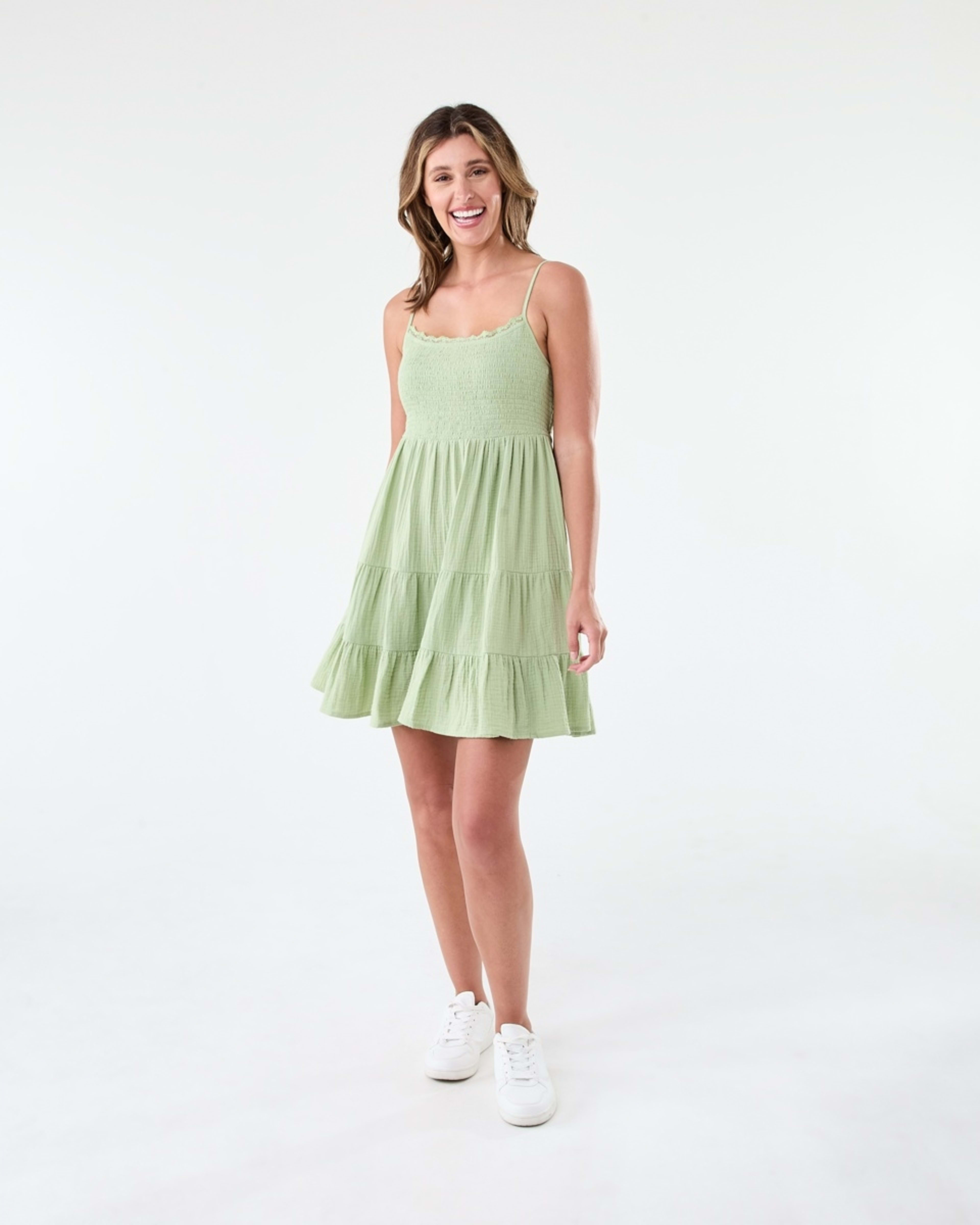 8 Sleeveless Lace Double Cloth Mini Dress Swamp Grn, 8 of 8