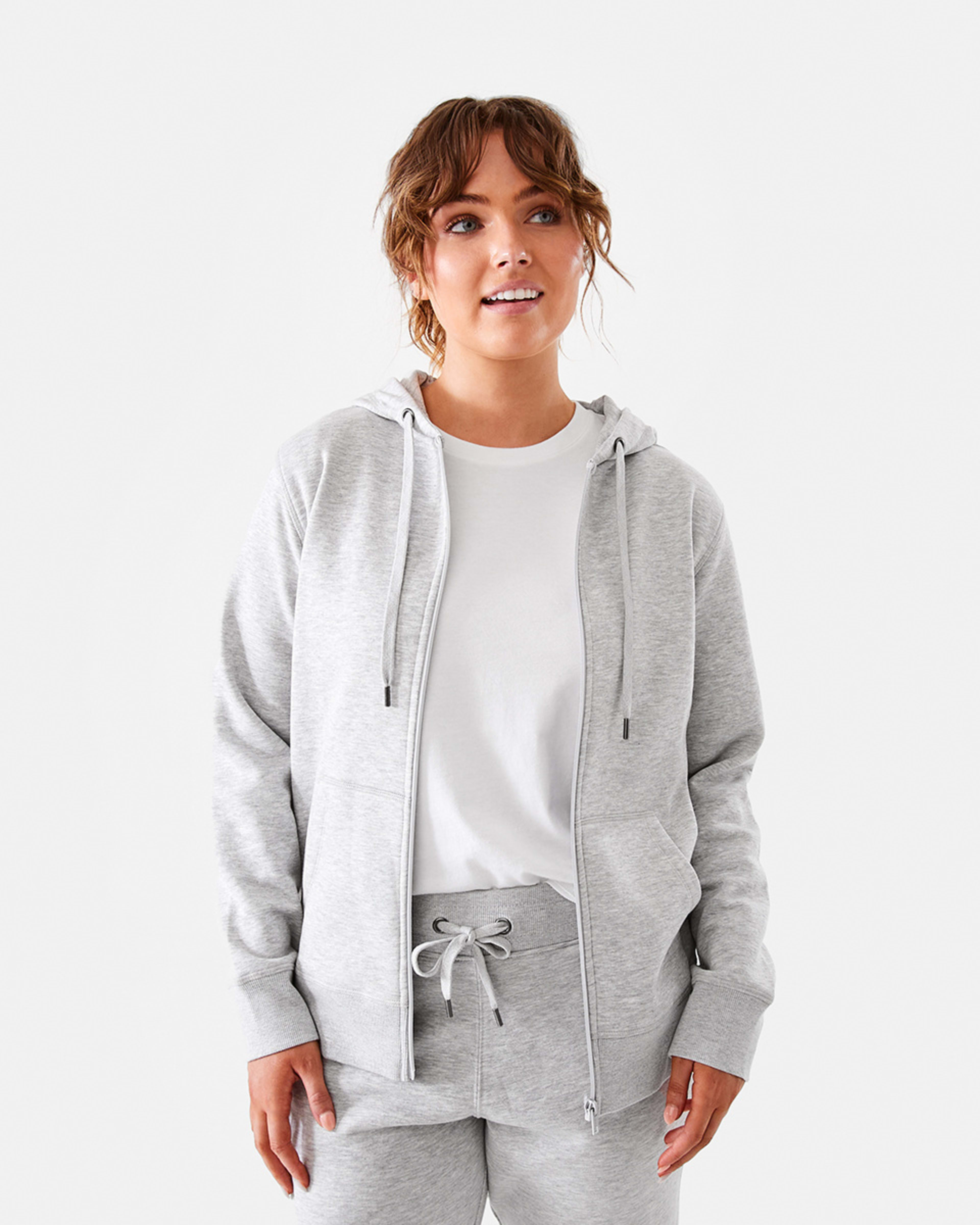 1 Active Womens Core Zip Through Hoodie Grey Marle, 1 of 9