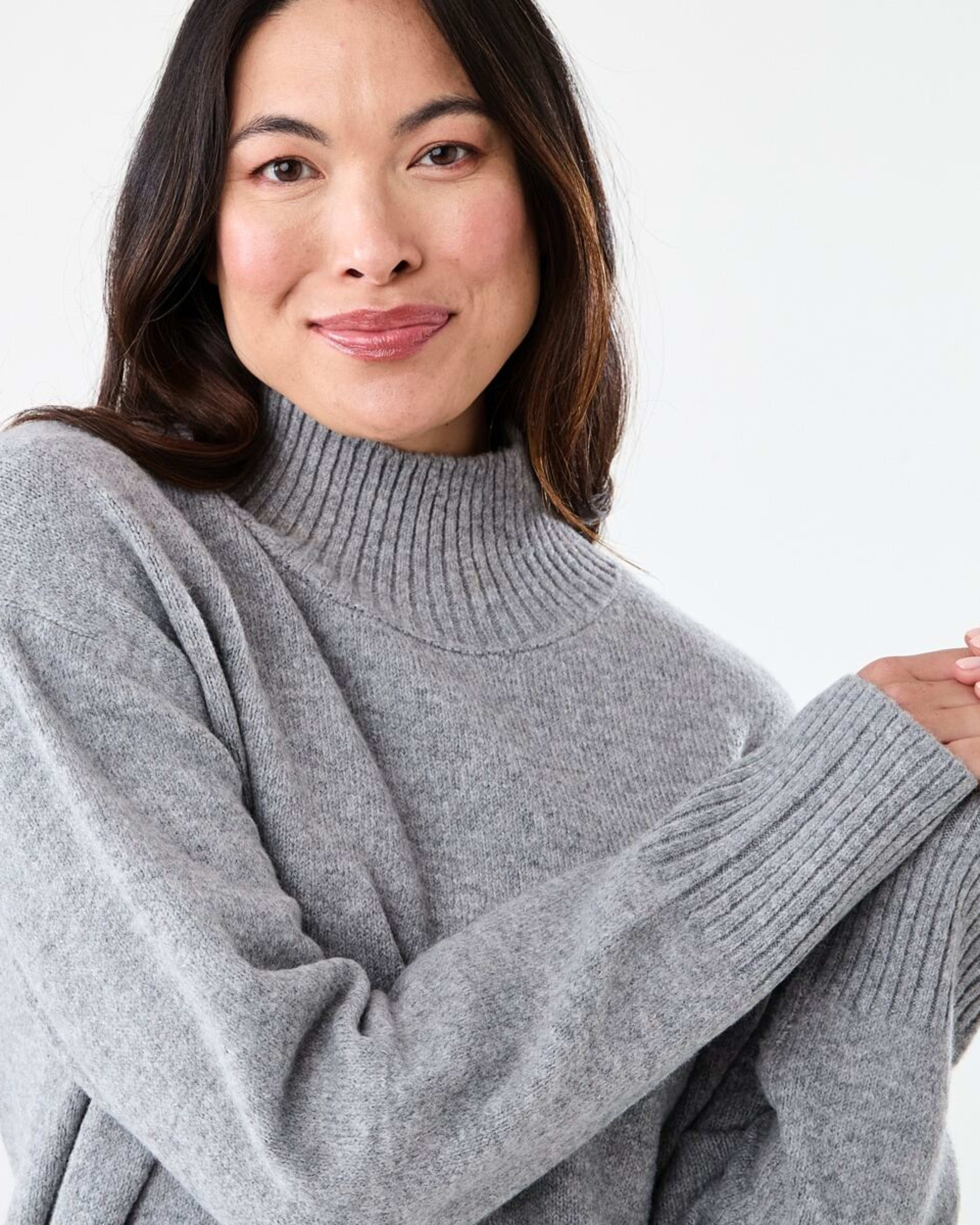 5 Funnel Split Hem Jumper Char Marle, 5 of 7