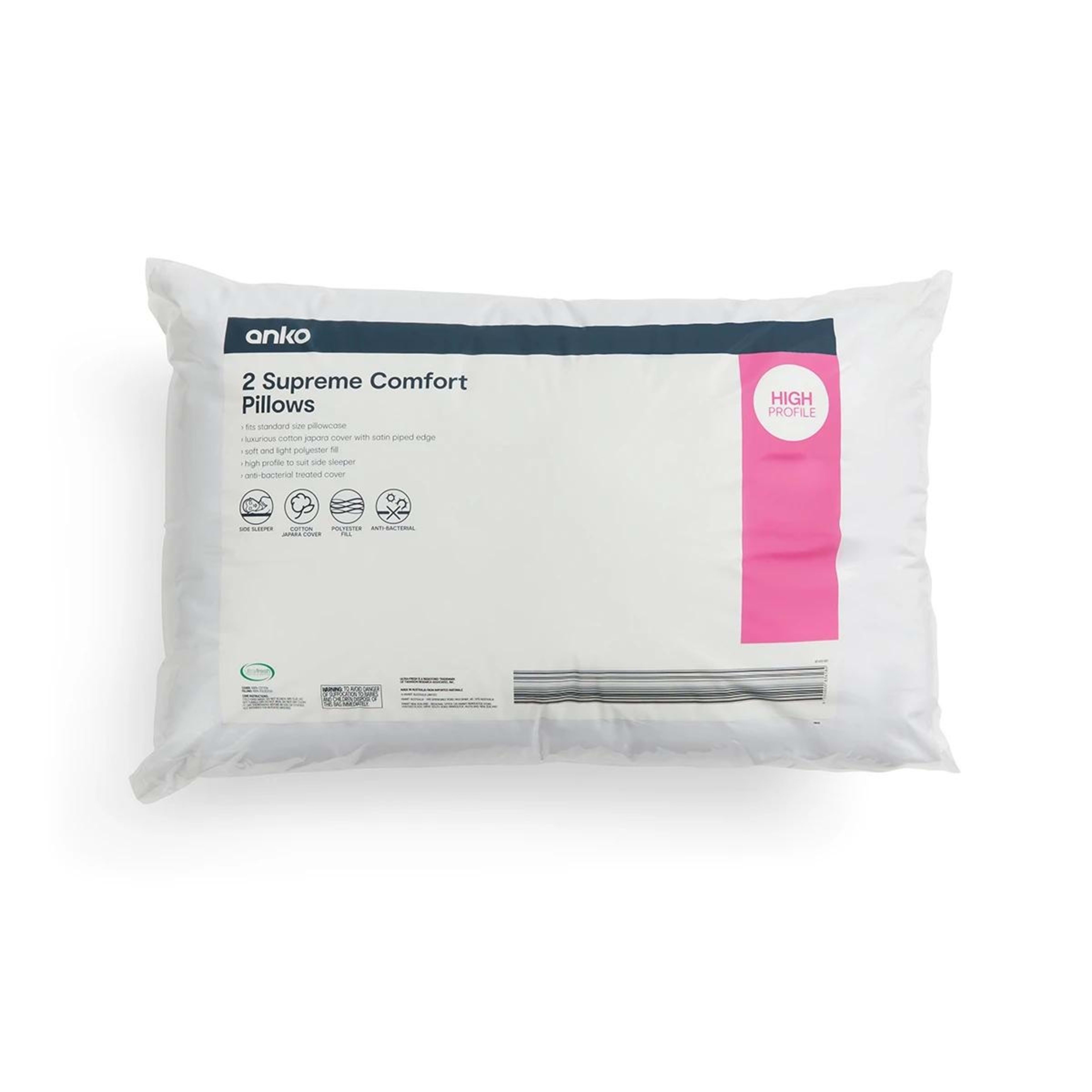 1 2 Pack Supreme Comfort Pillows - High Profile, White, 1 of 6