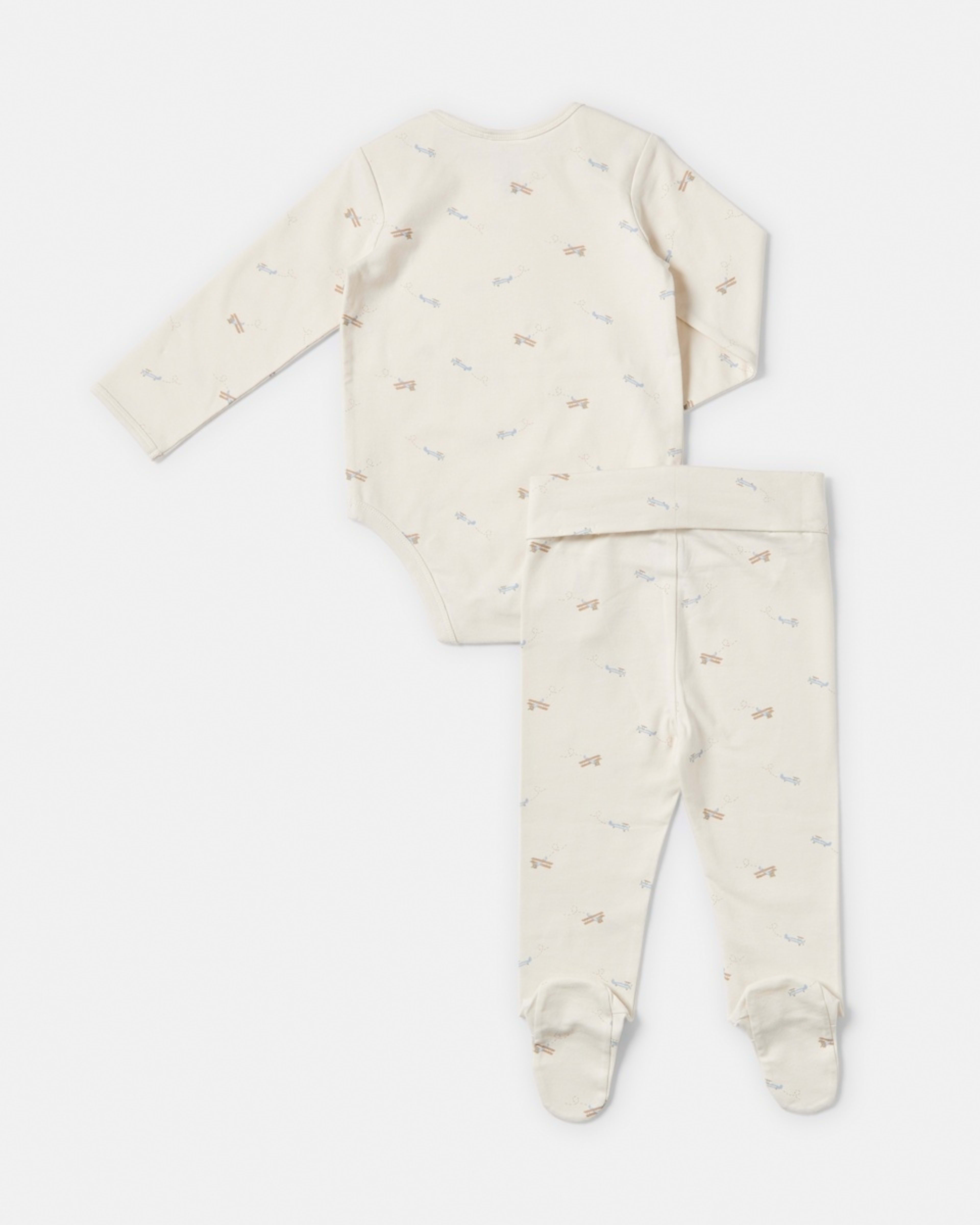 2 2 Piece Long Sleeve Newborn Set CREAM DITSY PLANES, 2 of 6