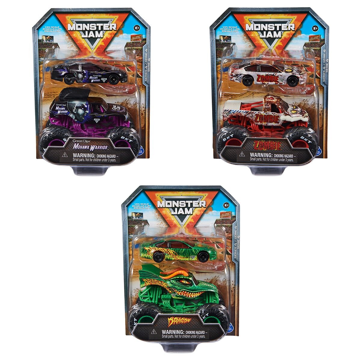 Monster Jam 1 64 Scale Truck and Race Car Set Assorted Kmart