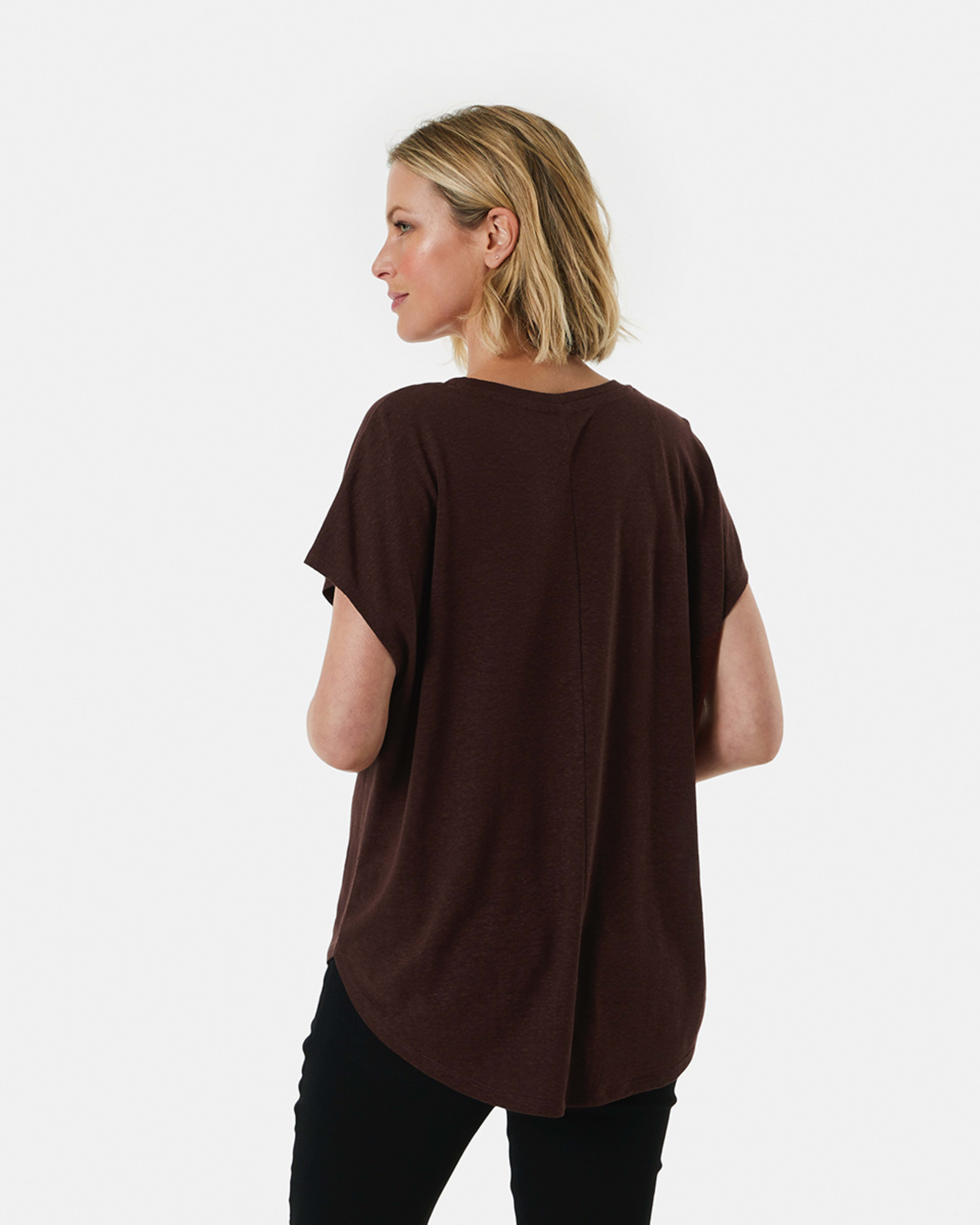Linen Blend Extended Sleeve Tee Kmart