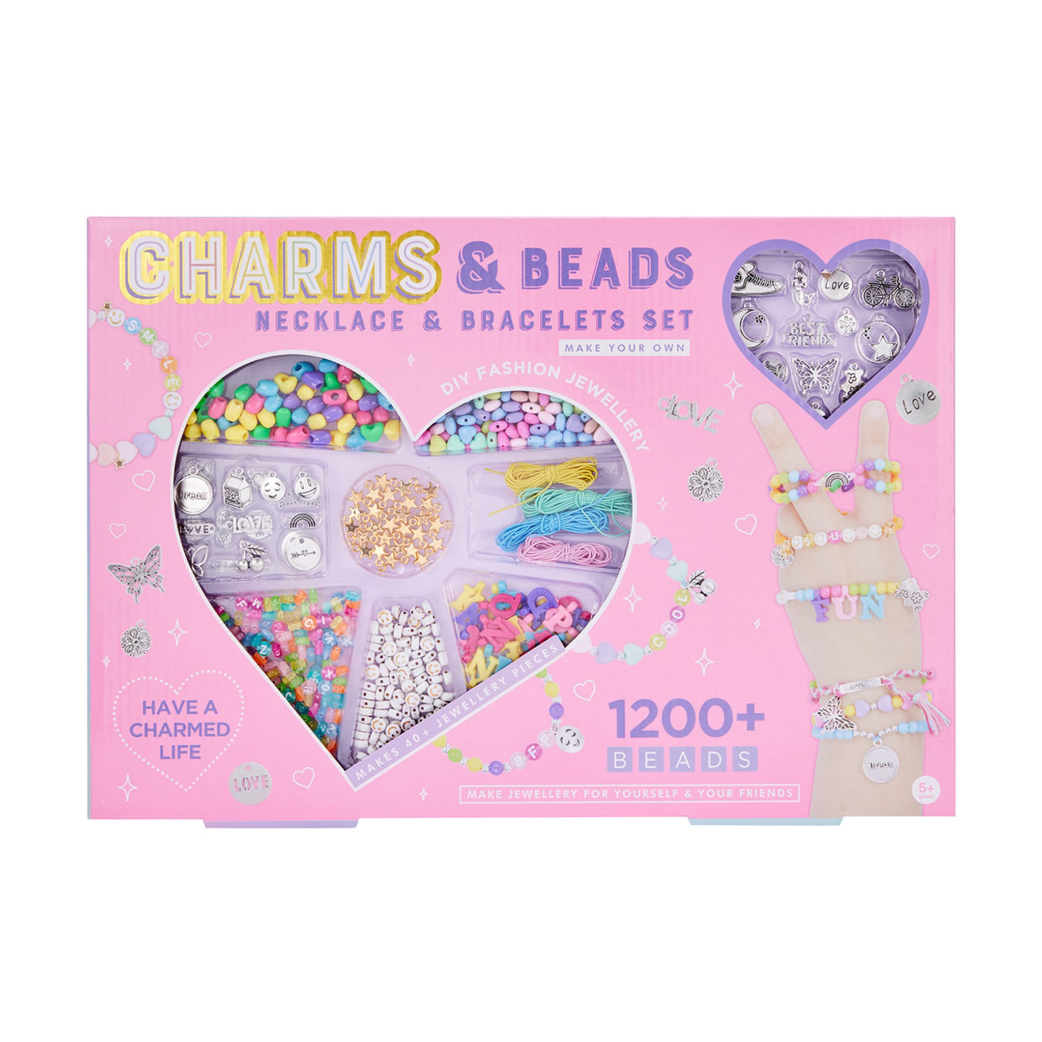 Make Your Own Charms and Beads Necklace and Bracelets Set Kmart