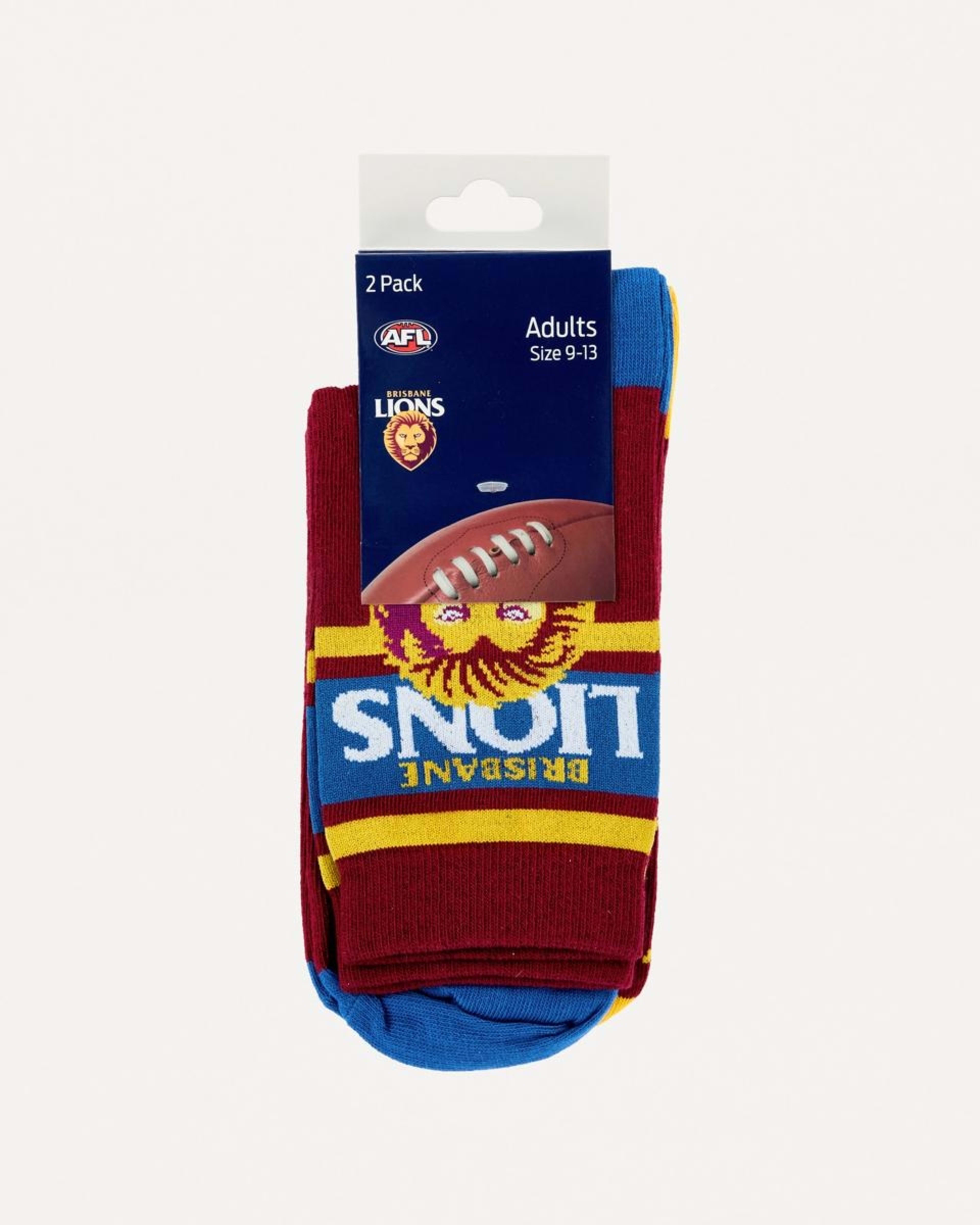 3 2 Pack Official AFL Adult Sock Set LIONS, 3 of 3