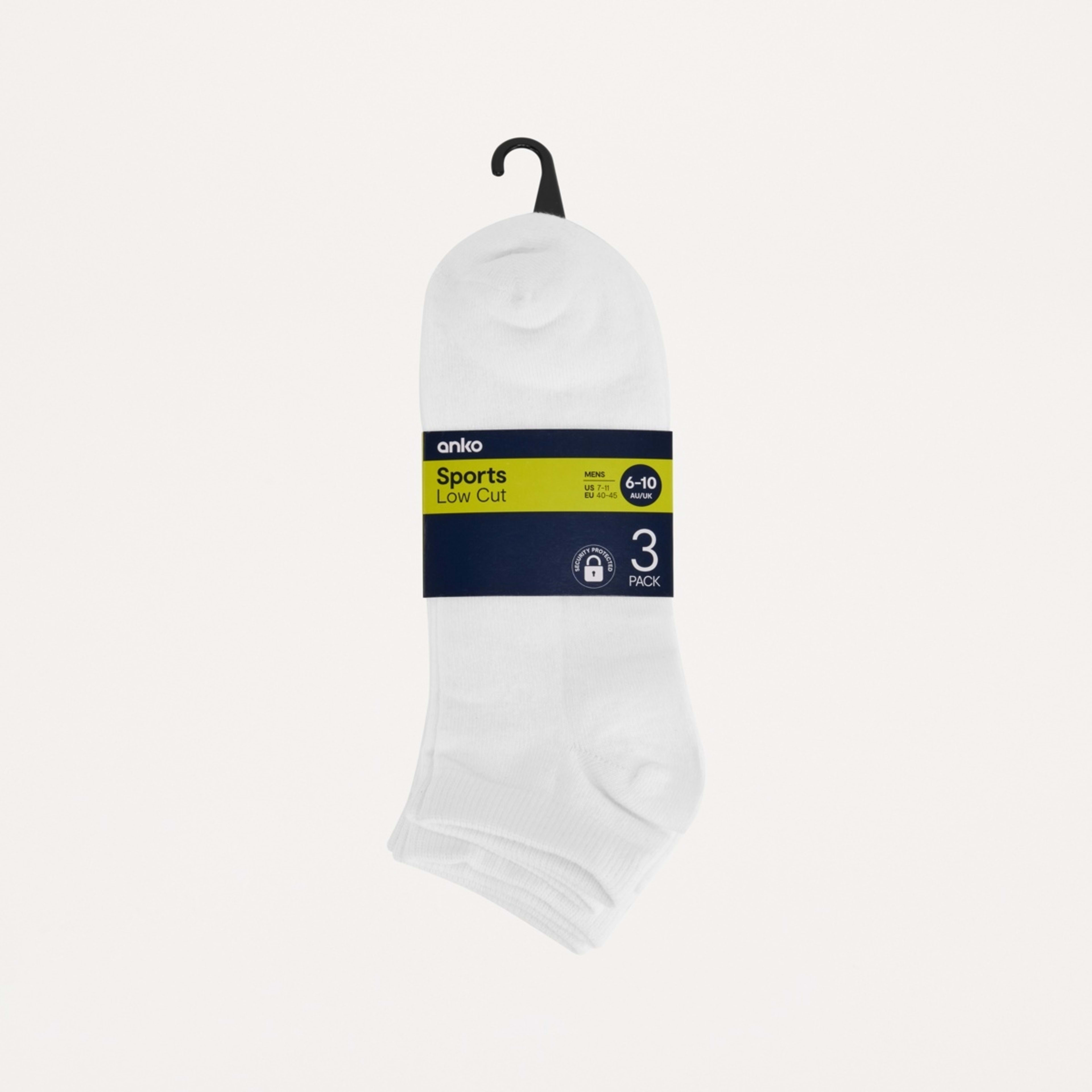 3 3 Pack Low Cut Sports Socks White, 3 of 3