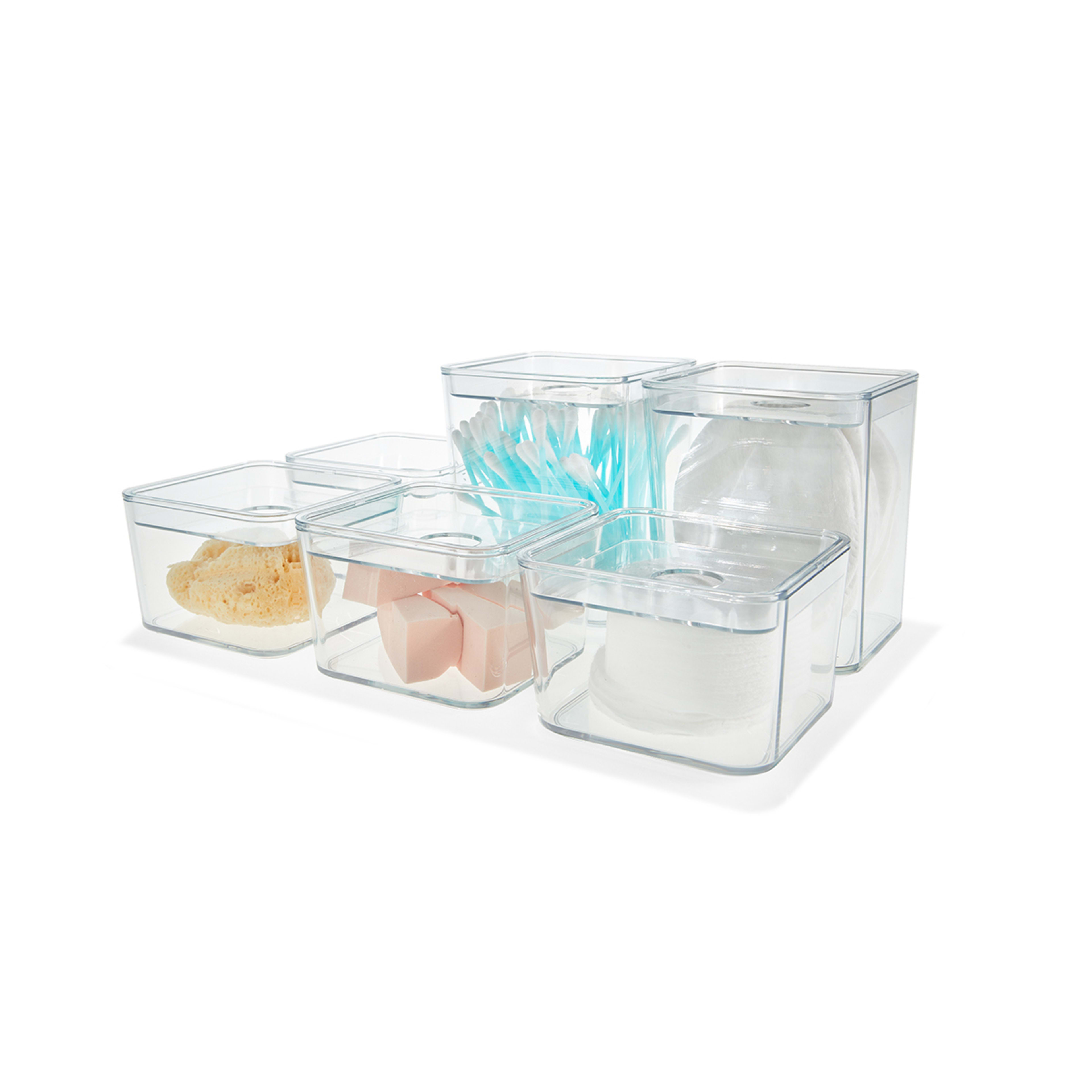 1 Set of 6 Clear Organisers with Lids
