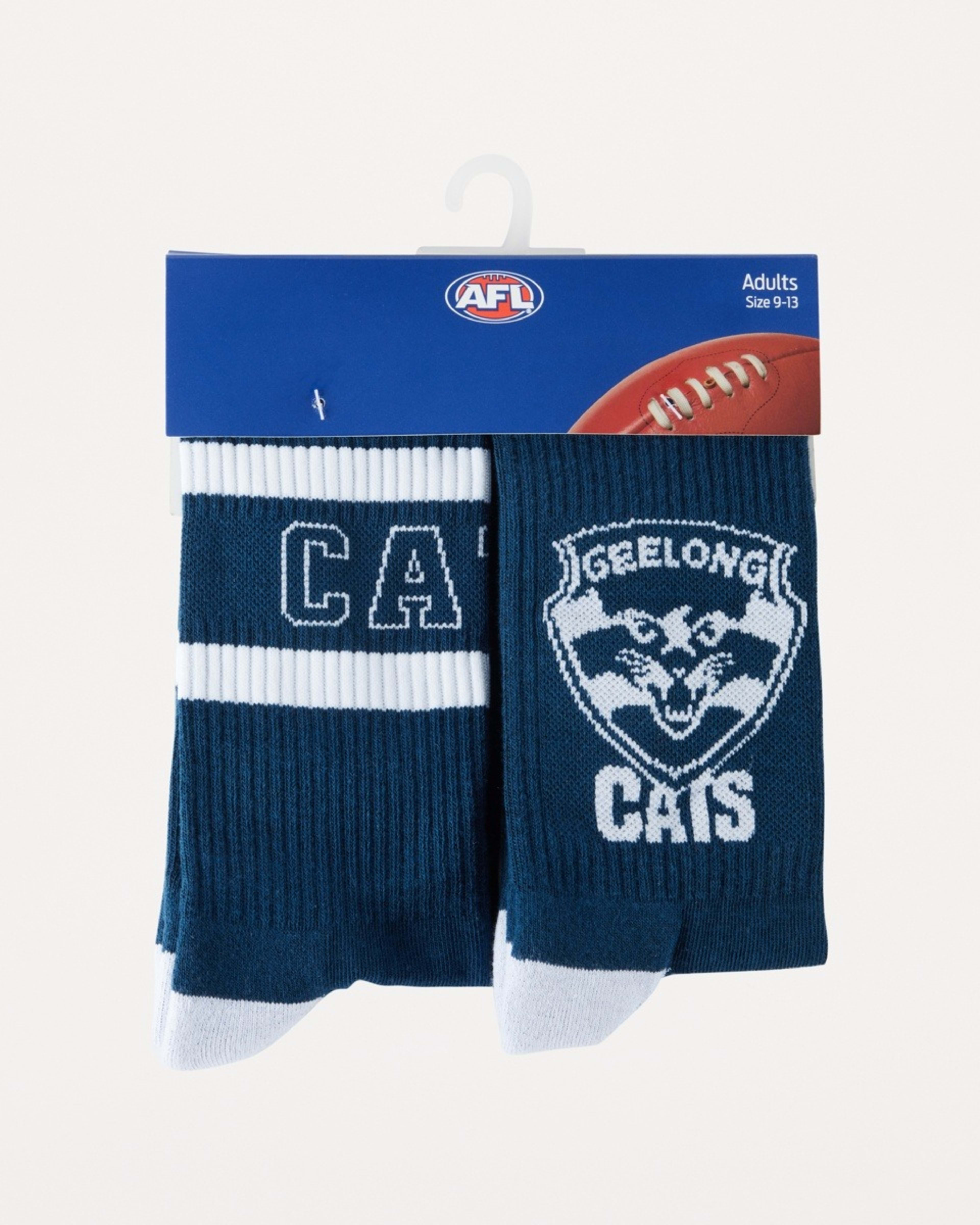 3 2 Pack Official AFL Adult Socks Geelong, 3 of 3