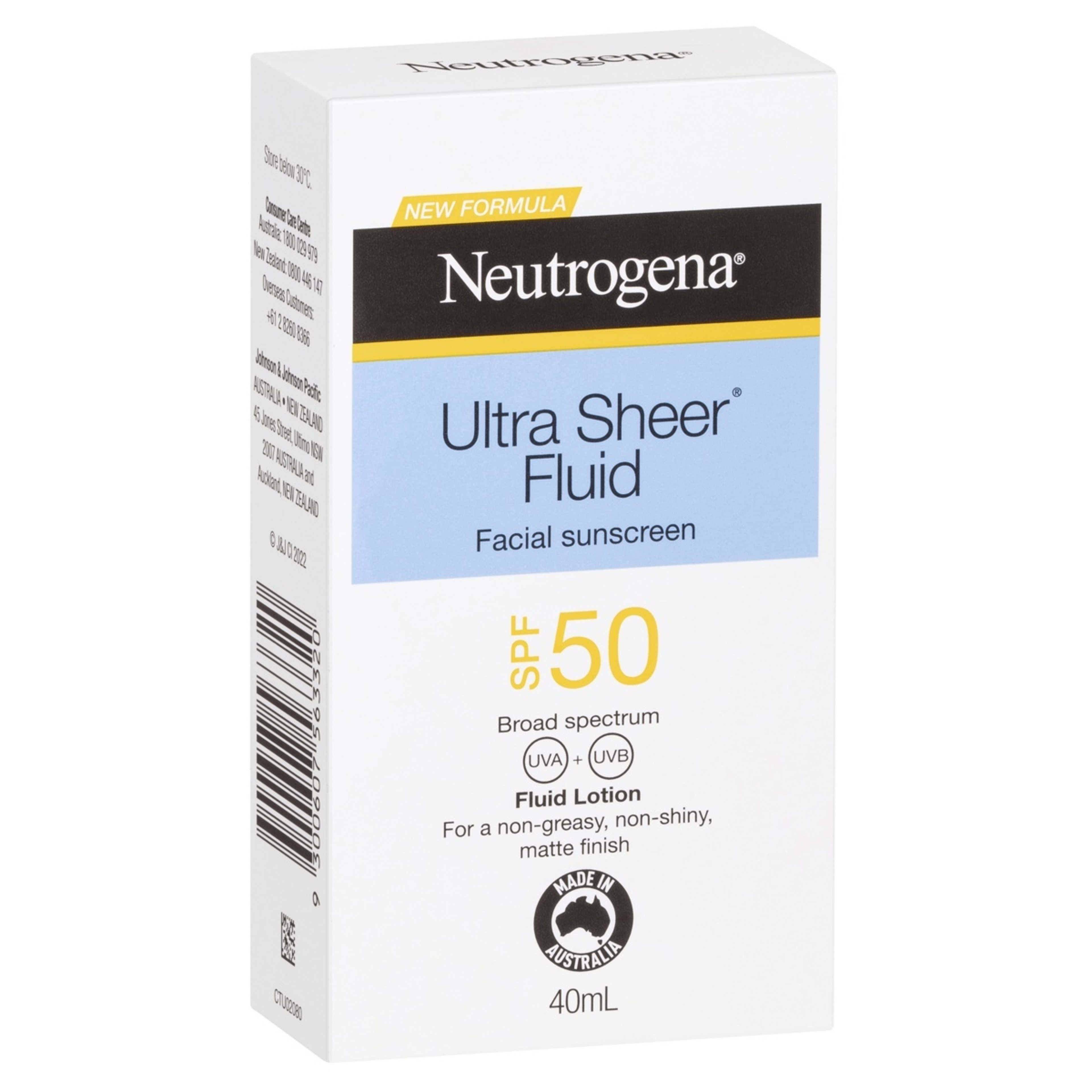 1 Neutrogena Ultra Sheer Fluid SPF50 Facial Sunscreen 40ml