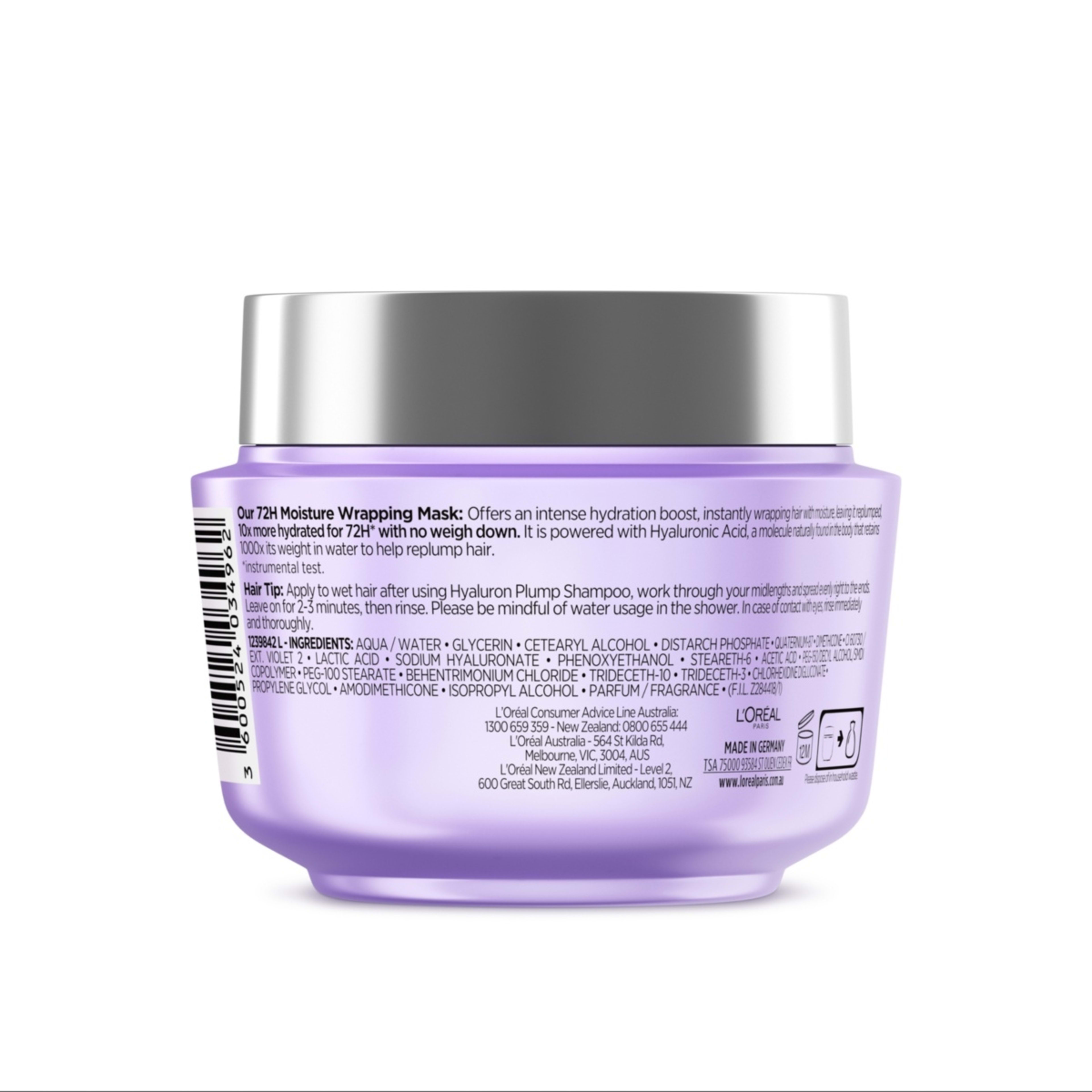 3 L'Oreal Paris Elvive Hyaluron Plump 72H Moisture Wrapping Mask 300ml - Hyaluronic Acid, 3 of 6