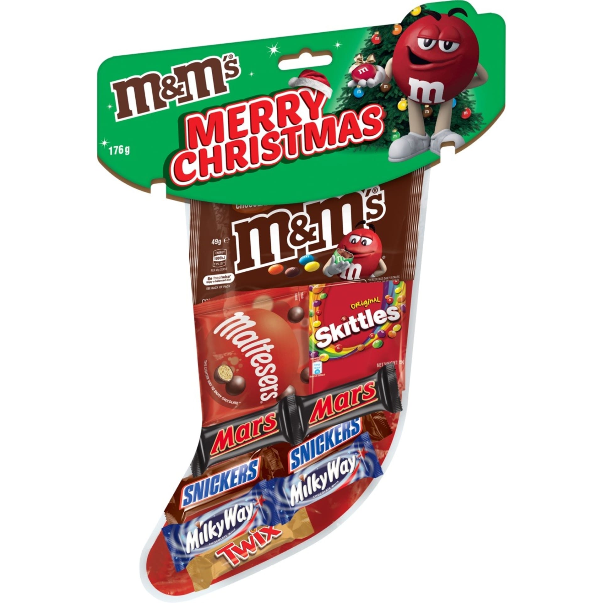 10 Pack M&M's Merry Christmas Stocking 176g - Kmart