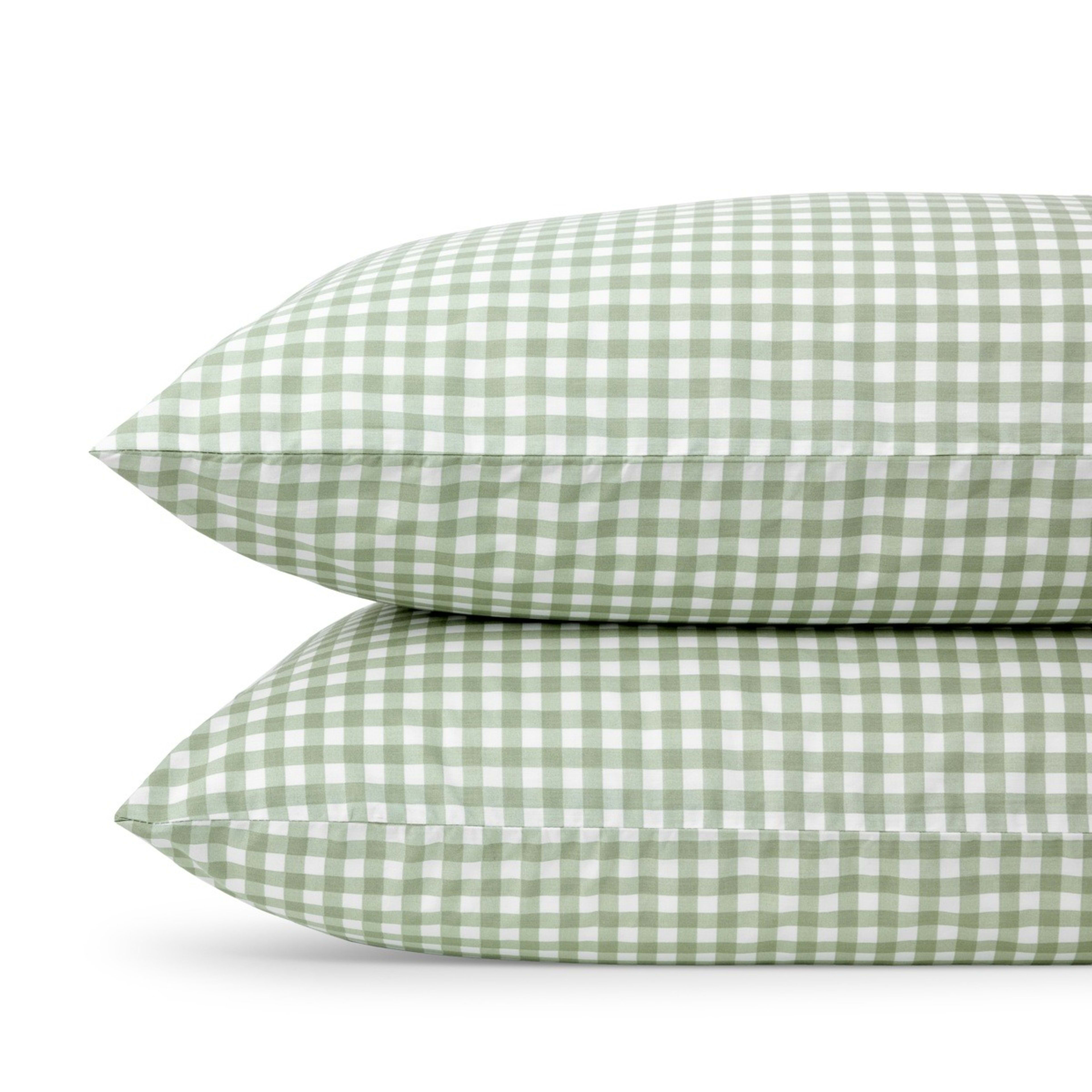 2 250 Thread Count Gingham Cotton Sheet Set - Queen Bed, Sage, 2 of 7