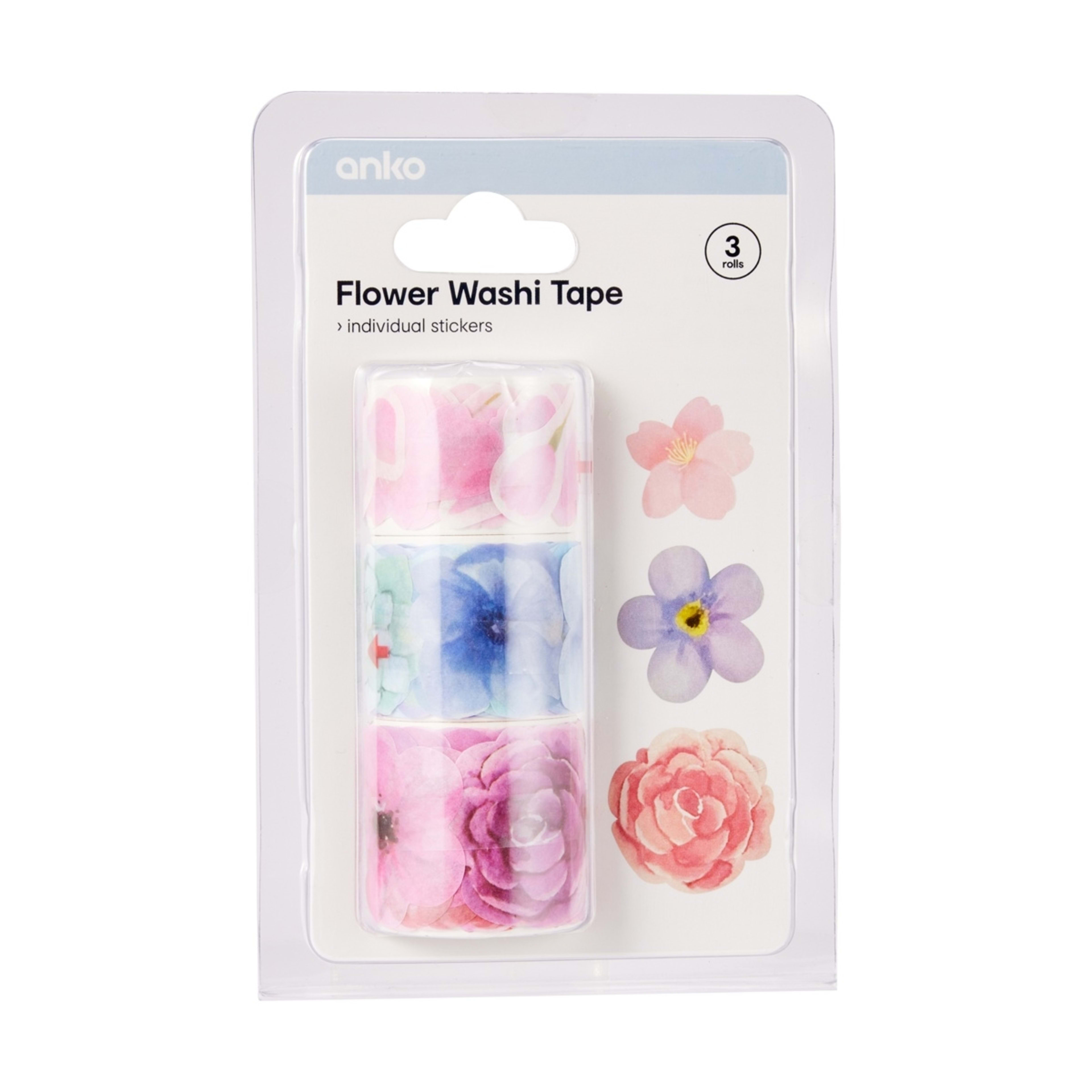 1 3 Pack Flower Washi Tape
