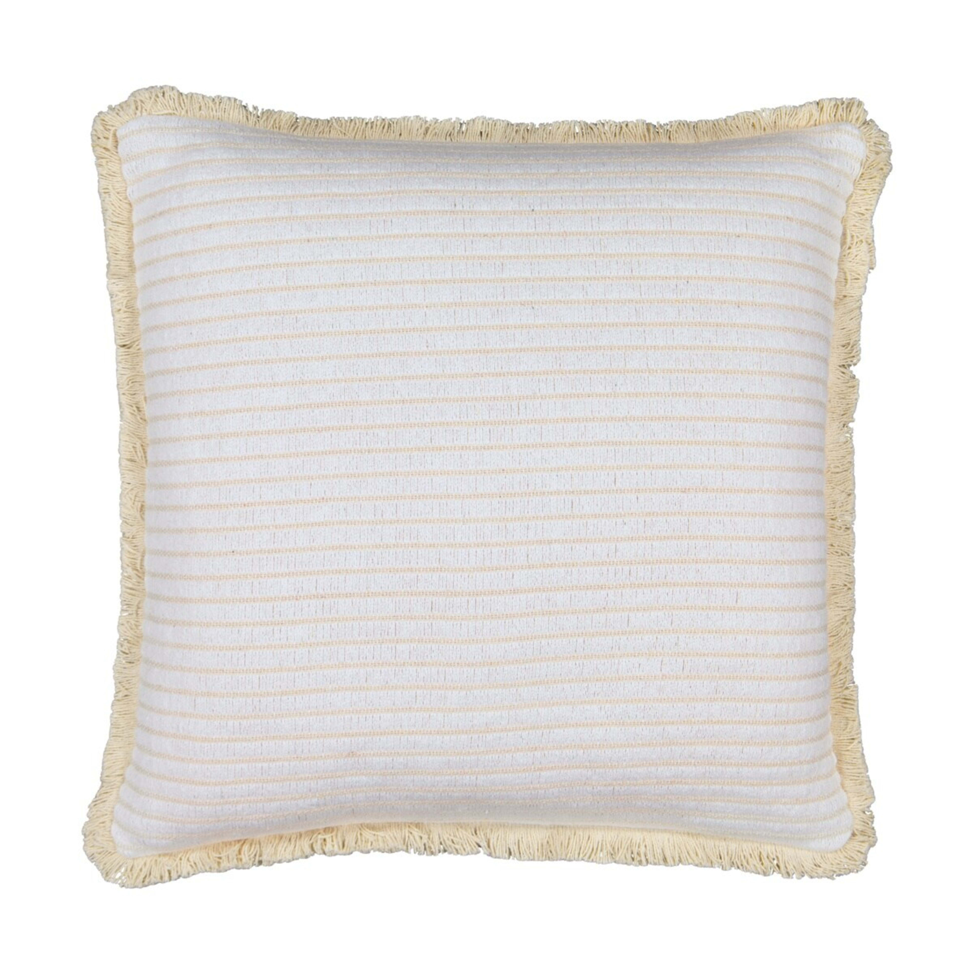 1 60cm Woven Fringe Cushion - White, 1 of 5