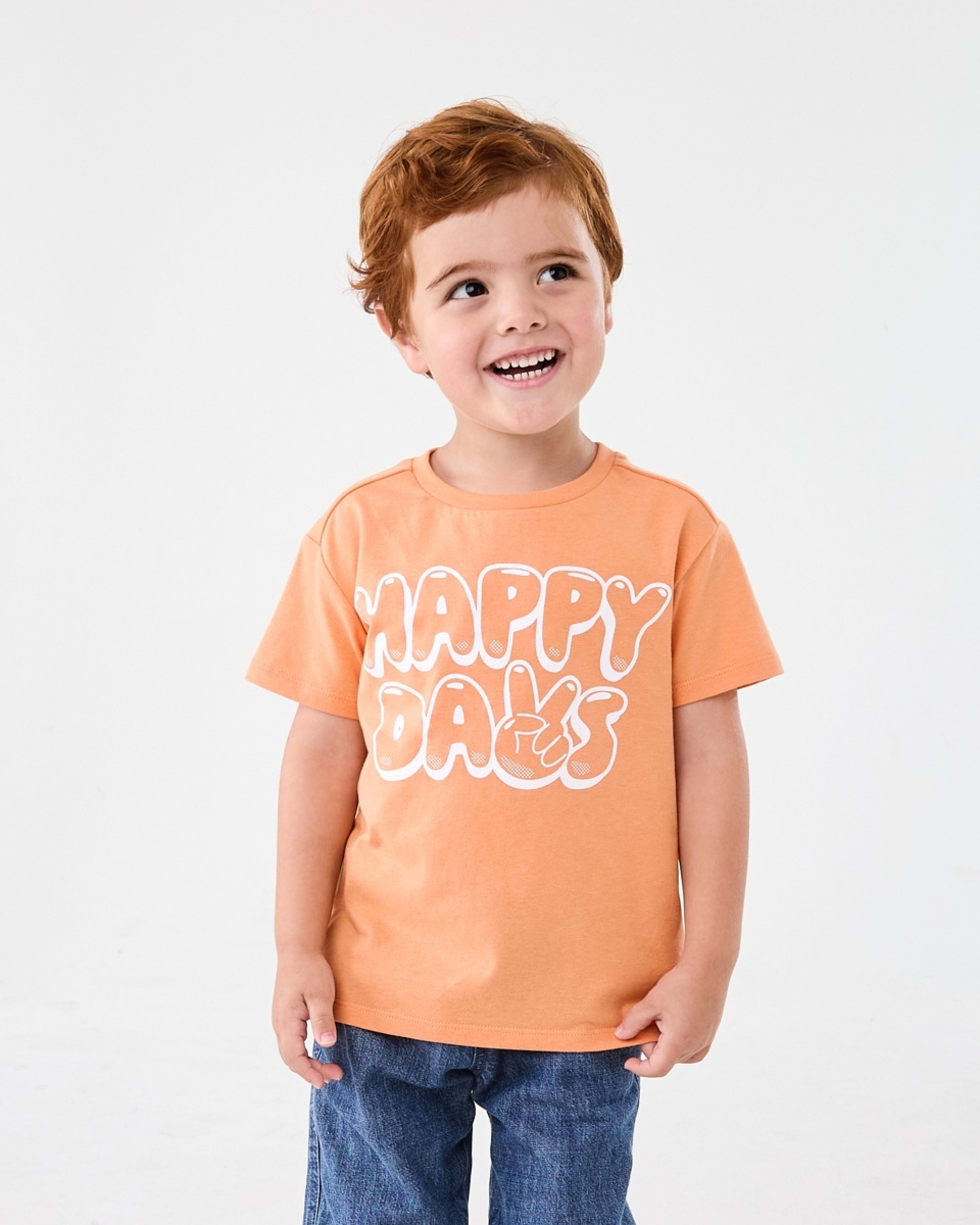 1 Chest Print T-shirt Org Happy