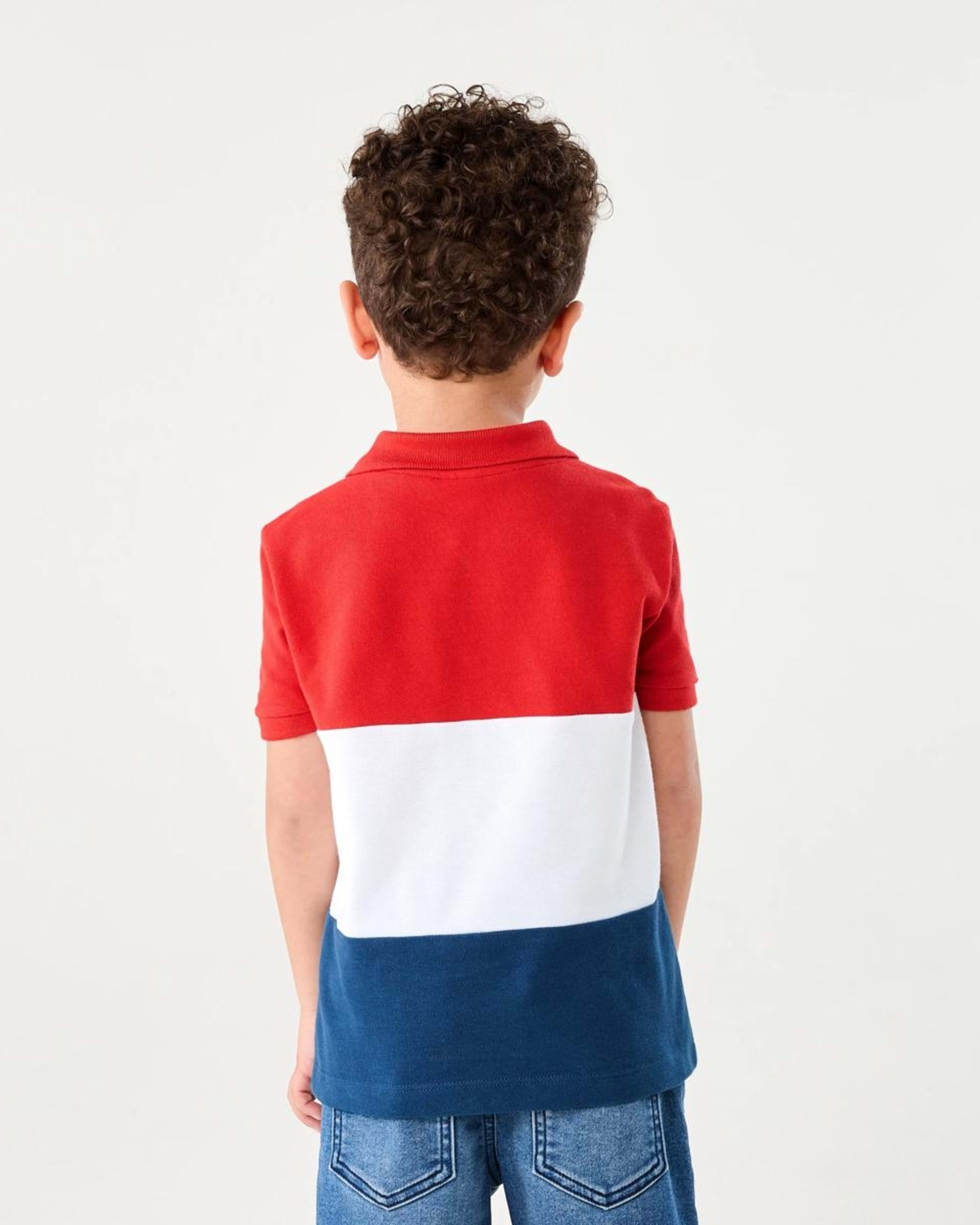 2 Colour Block Polo Shirt RUBICONDO RED, 2 of 7