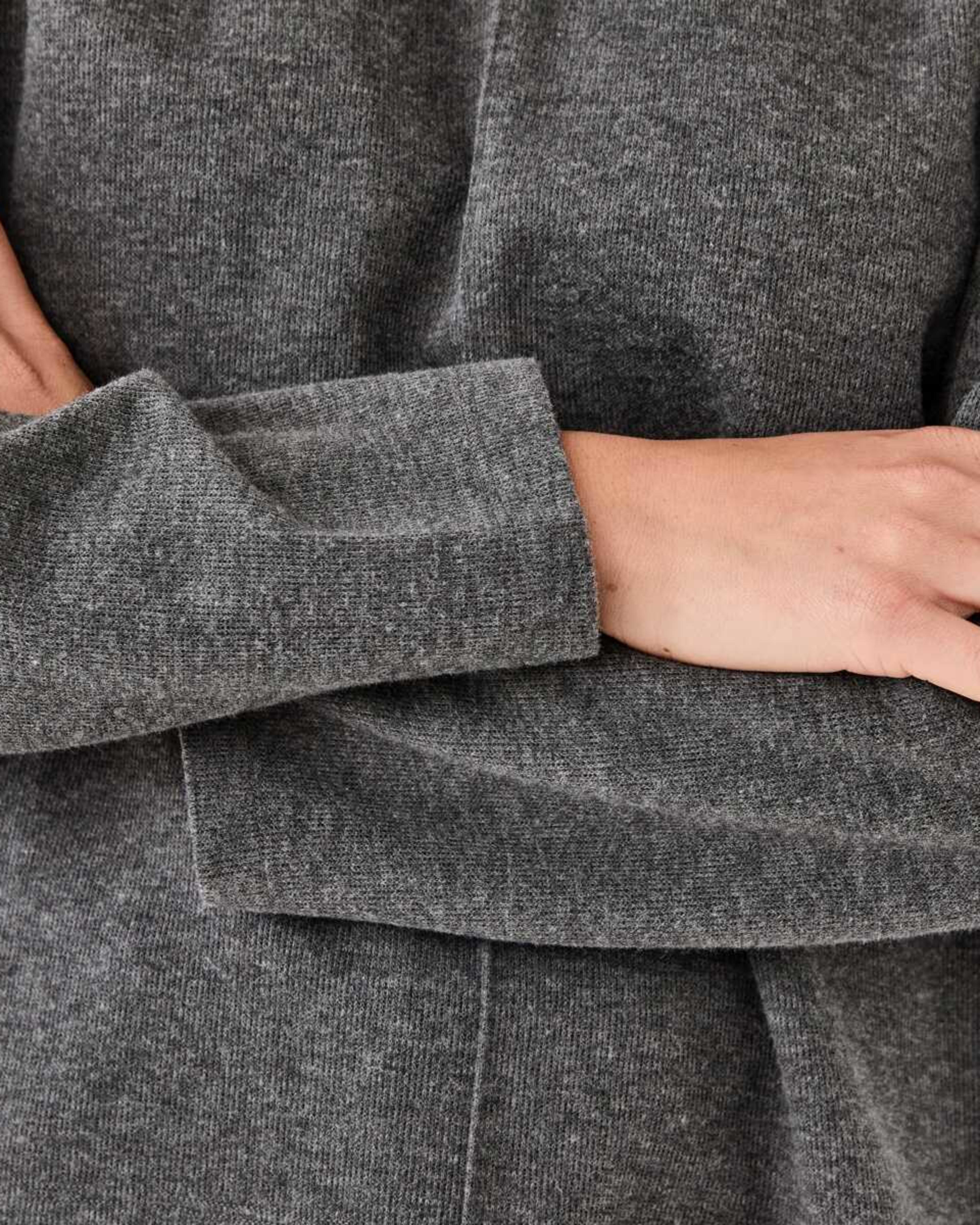 6 Long Sleeve Brushed Seam Detail Top Char Marle, 6 of 6