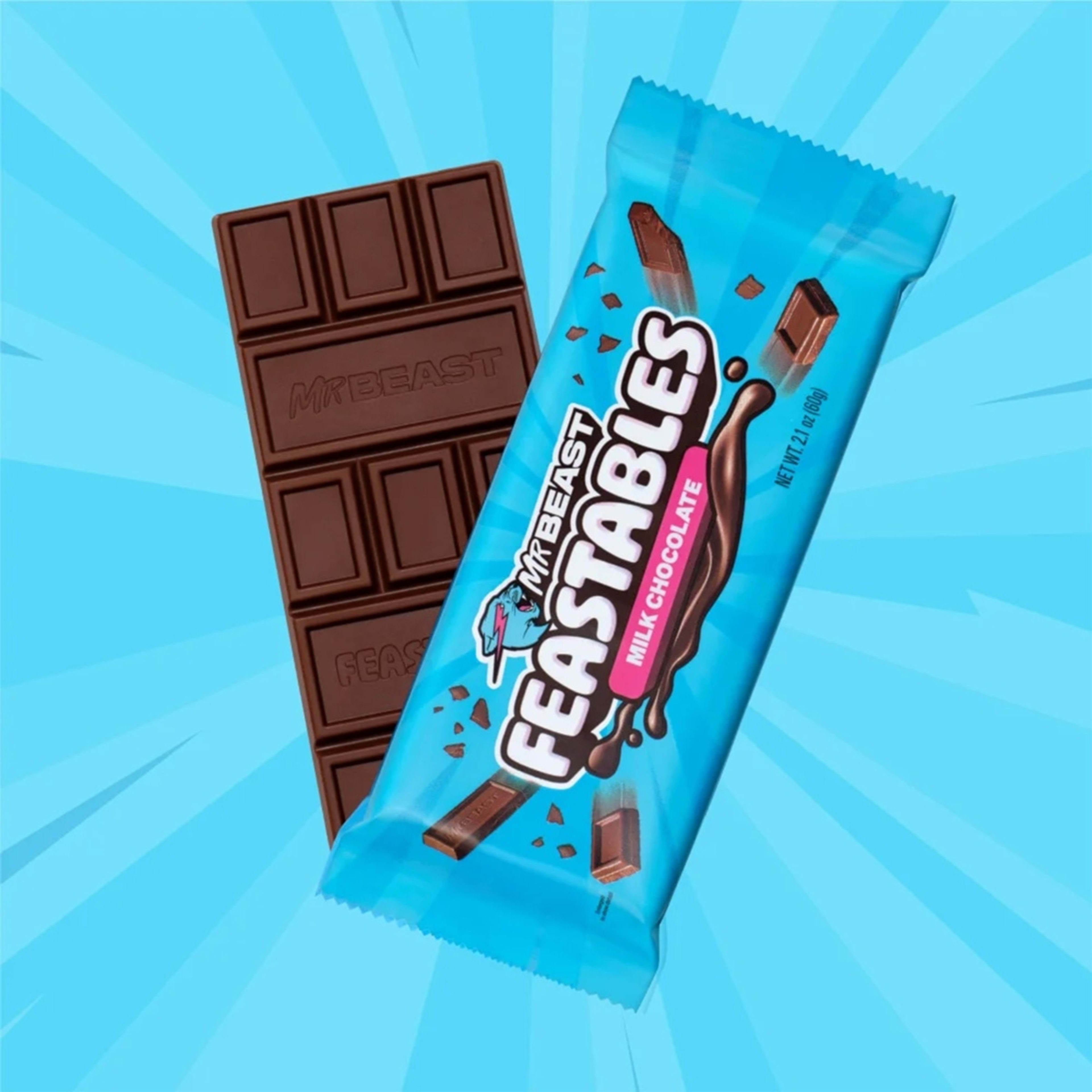 3 Mr Beast Feastables Milk Chocolate Bar 60g, 3 of 7