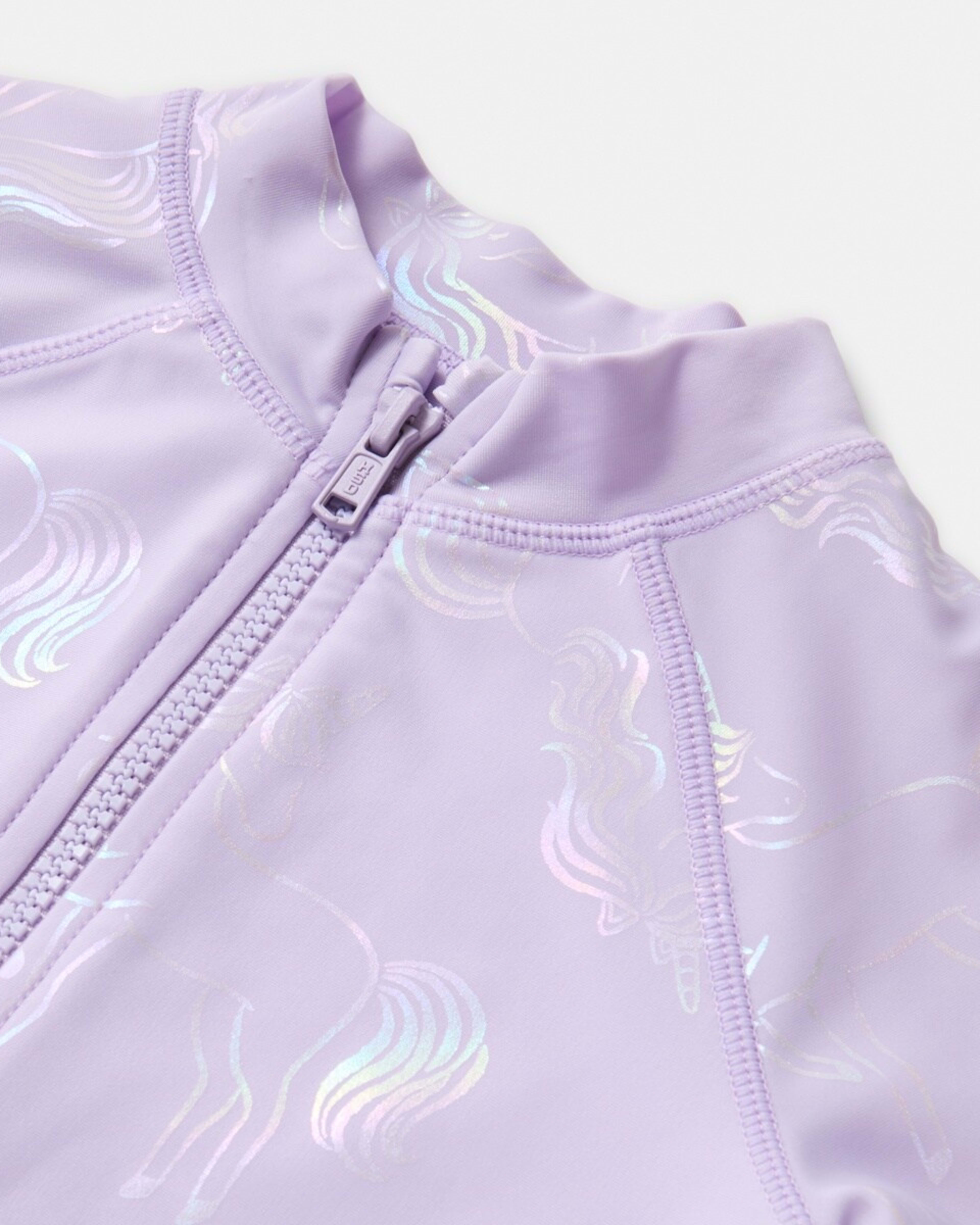 7 Long Sleeve One Piece Swimsuit UNICORN SHIMMER PASTEL LILAC, 7 of 8
