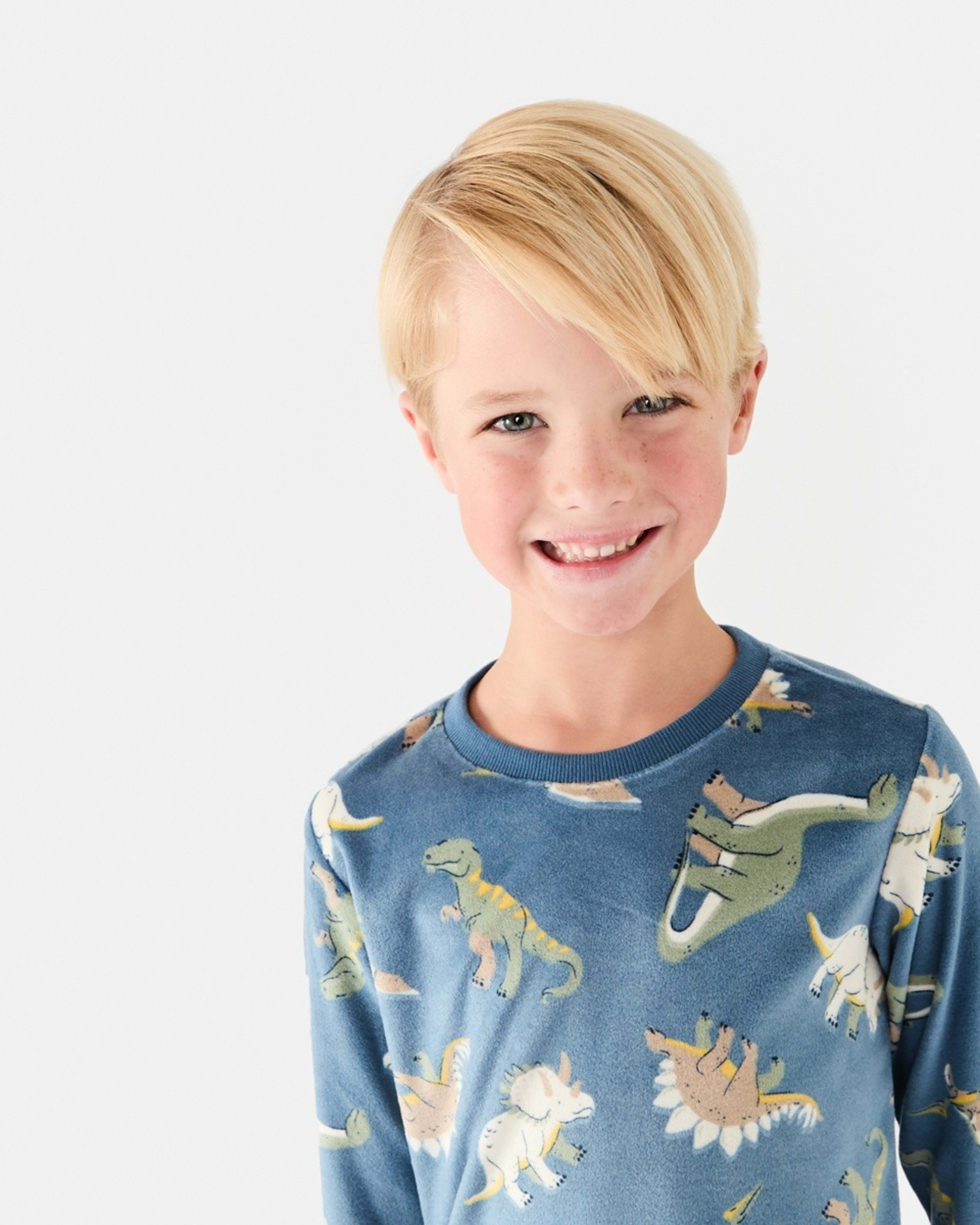 3 Super Soft Pyjama Set Blue Dinos, 3 of 10