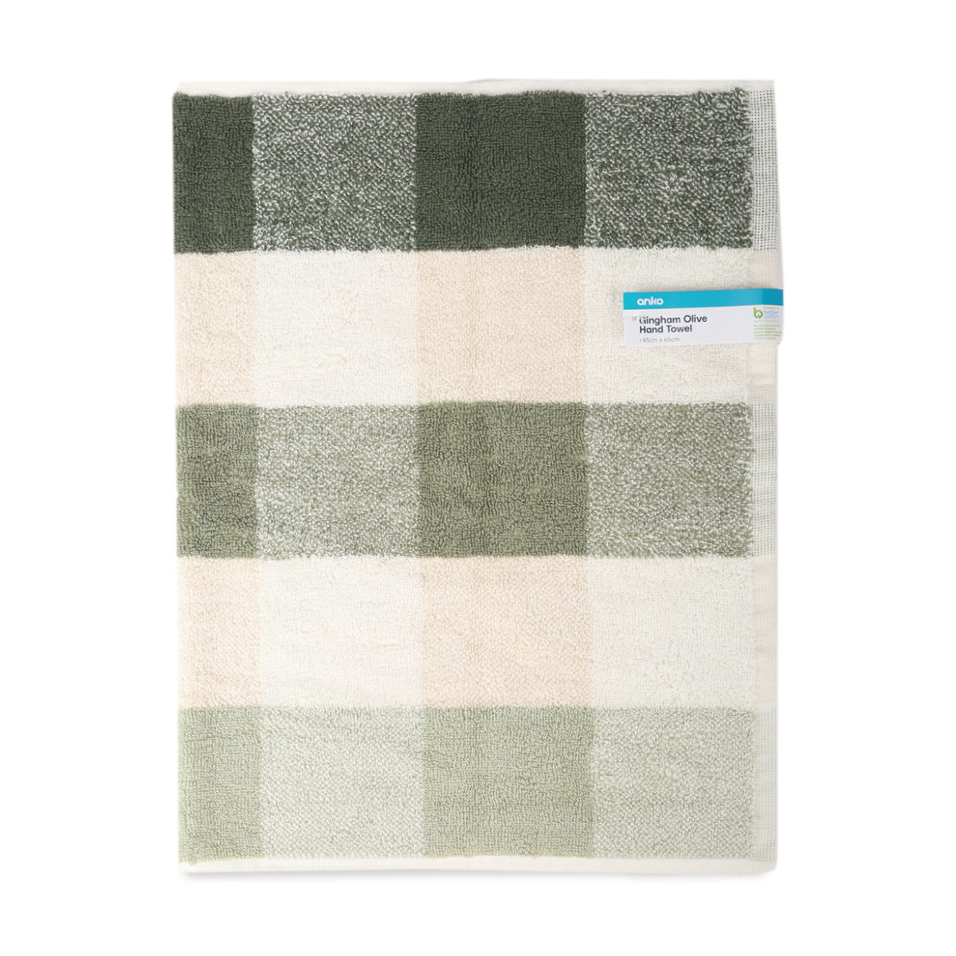 5 Gingham Cotton Hand Towel - Olive, 5 of 5