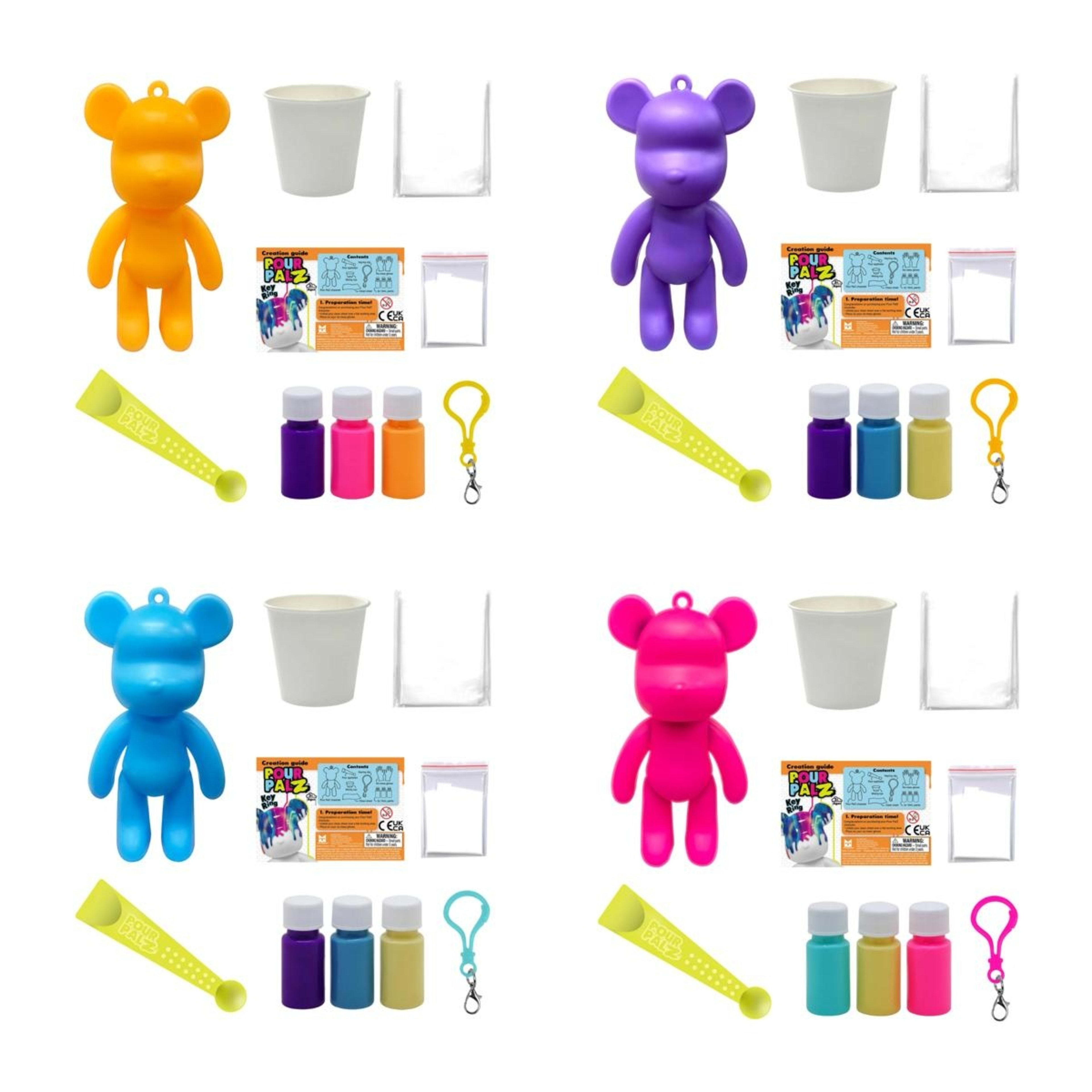 3 Pour PalZ Mini Bear Keyring - Assorted, 3 of 10