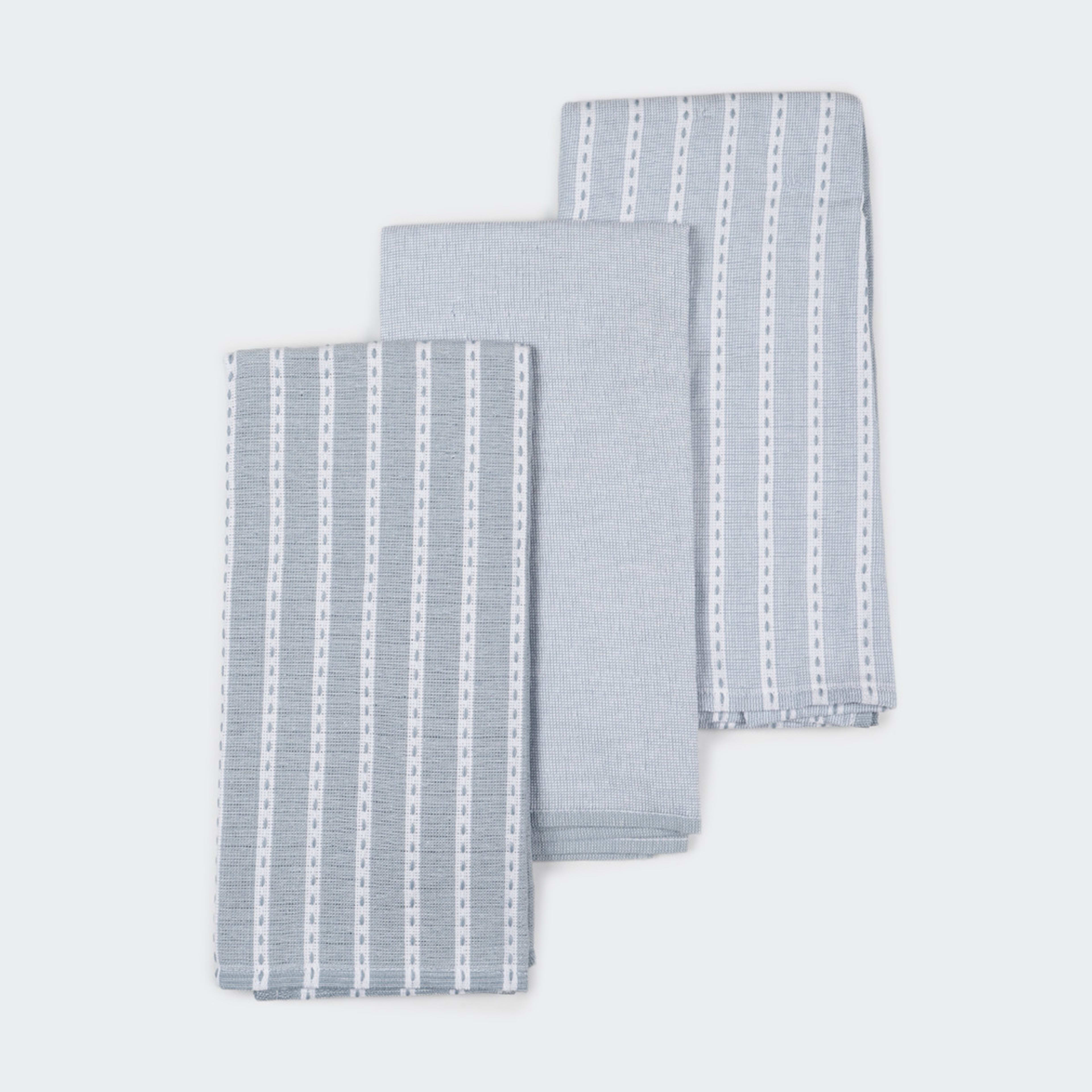 1 3 Pack Blue Chambray Extra Large Tea Towels