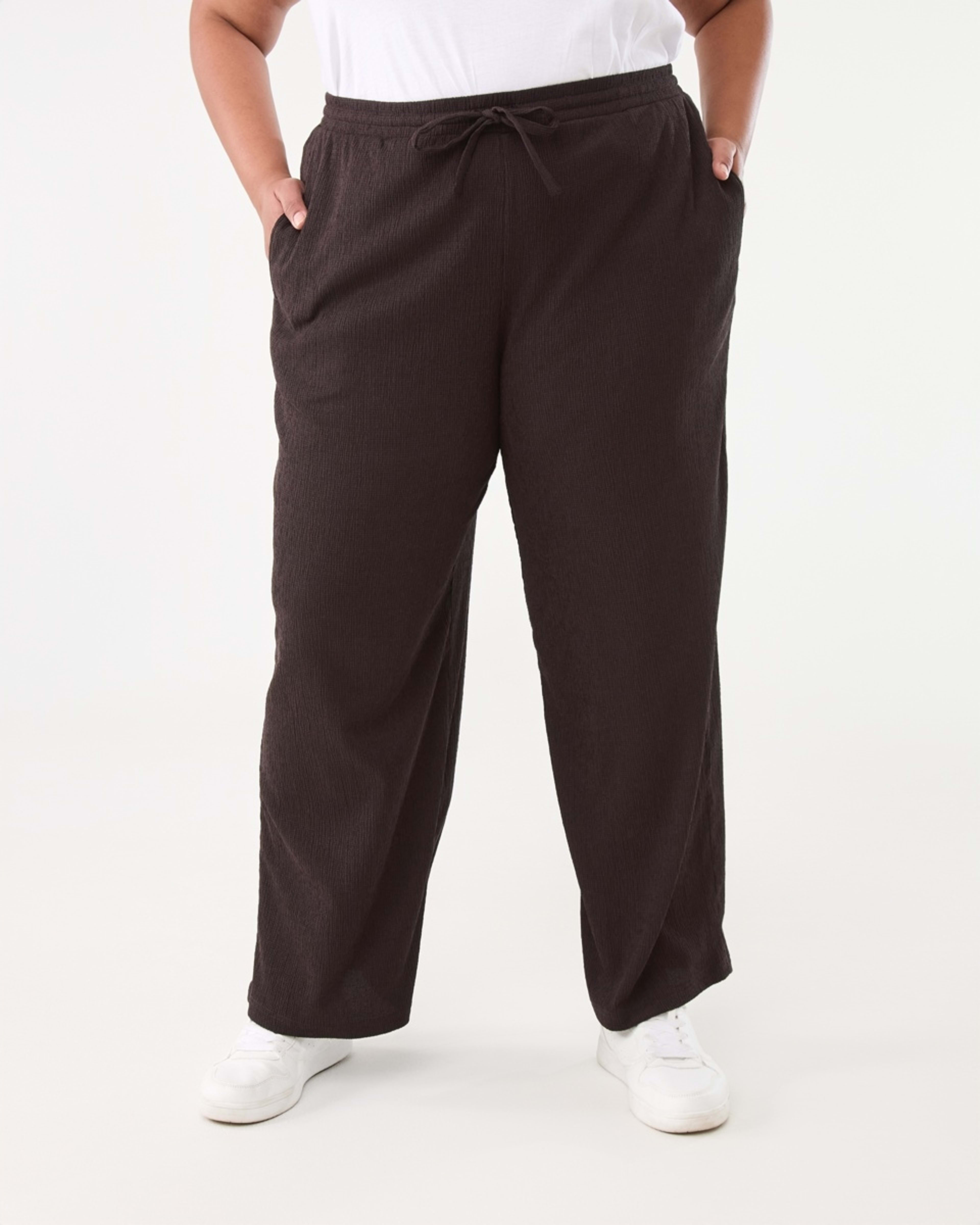 1 Curve Textured Wide Leg Pants Choc Plum, 1 of 5