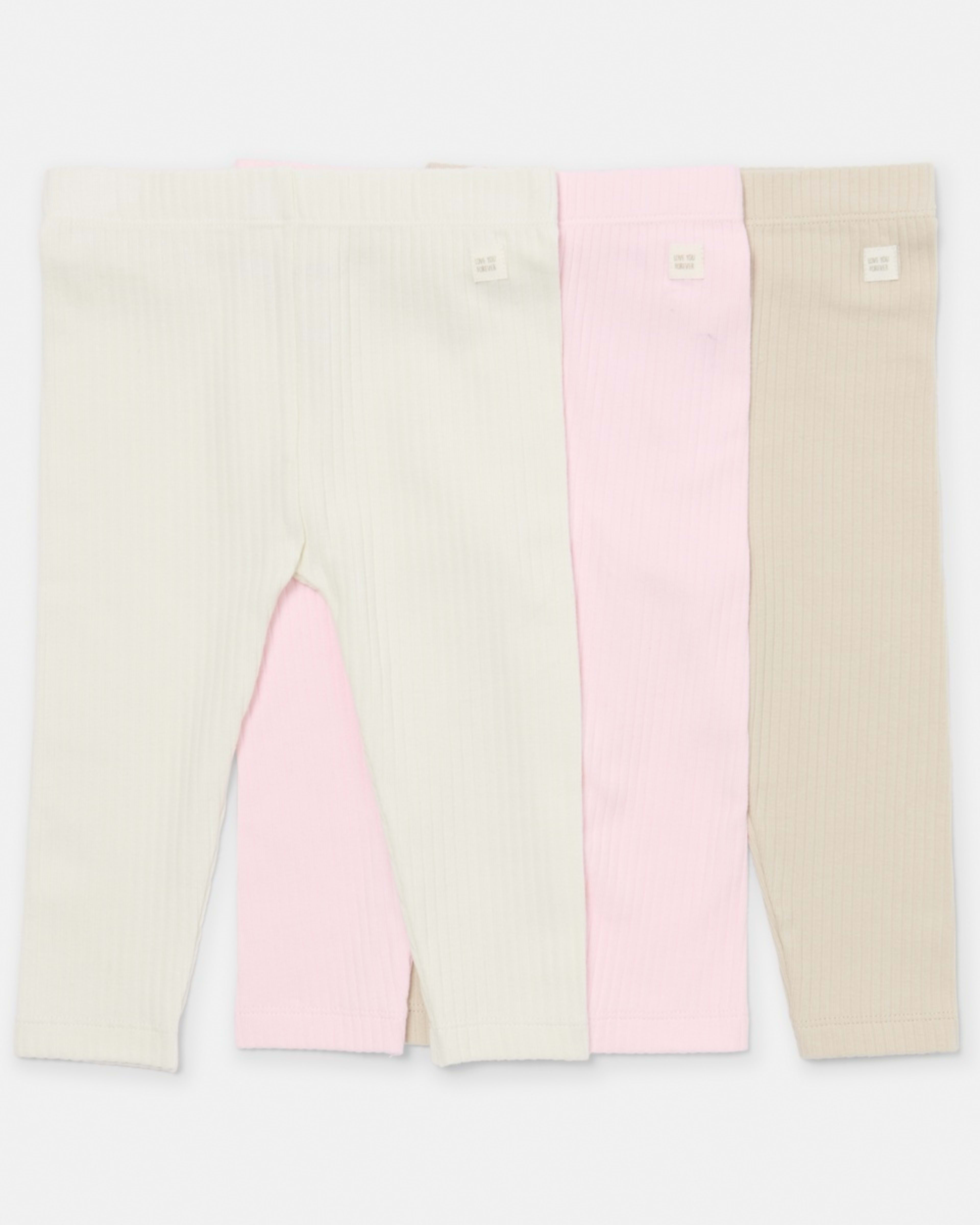 1 3 Pack Rib Leggings Pink 3pk