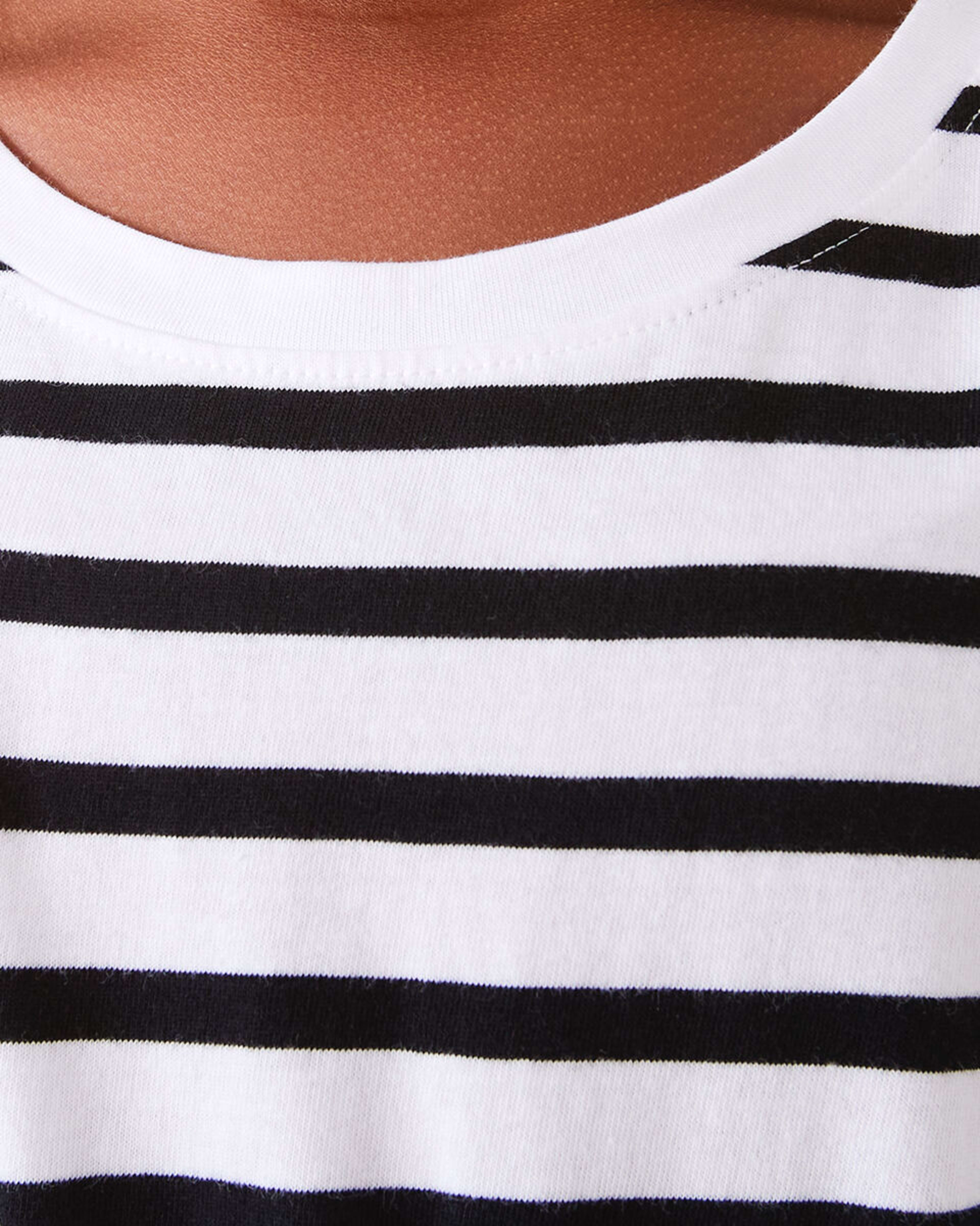 4 Gathered Waist Knit Dress Blk Stripe, 4 of 10