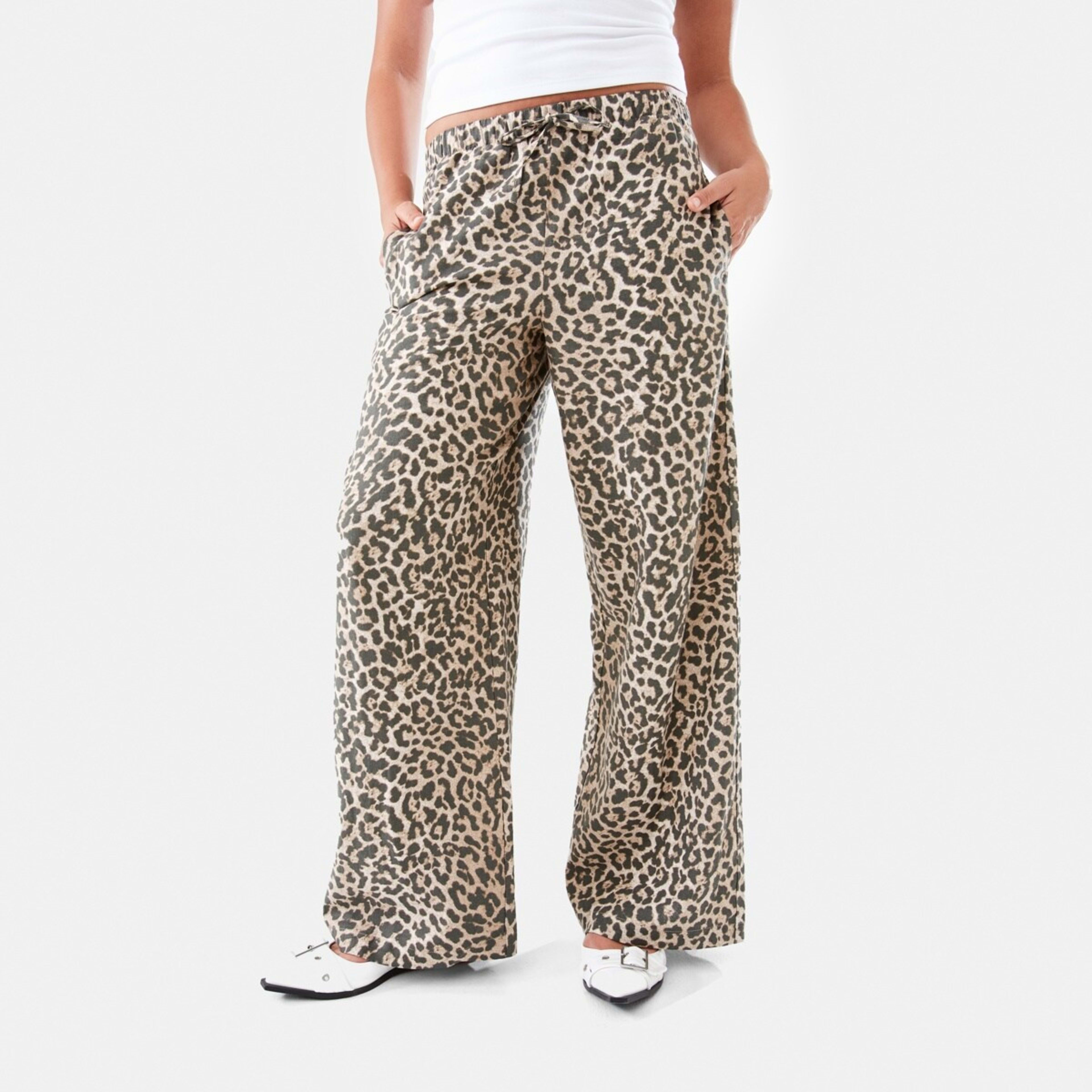 1 Linen Blend Wide Leg Pants Leopard, 1 of 10