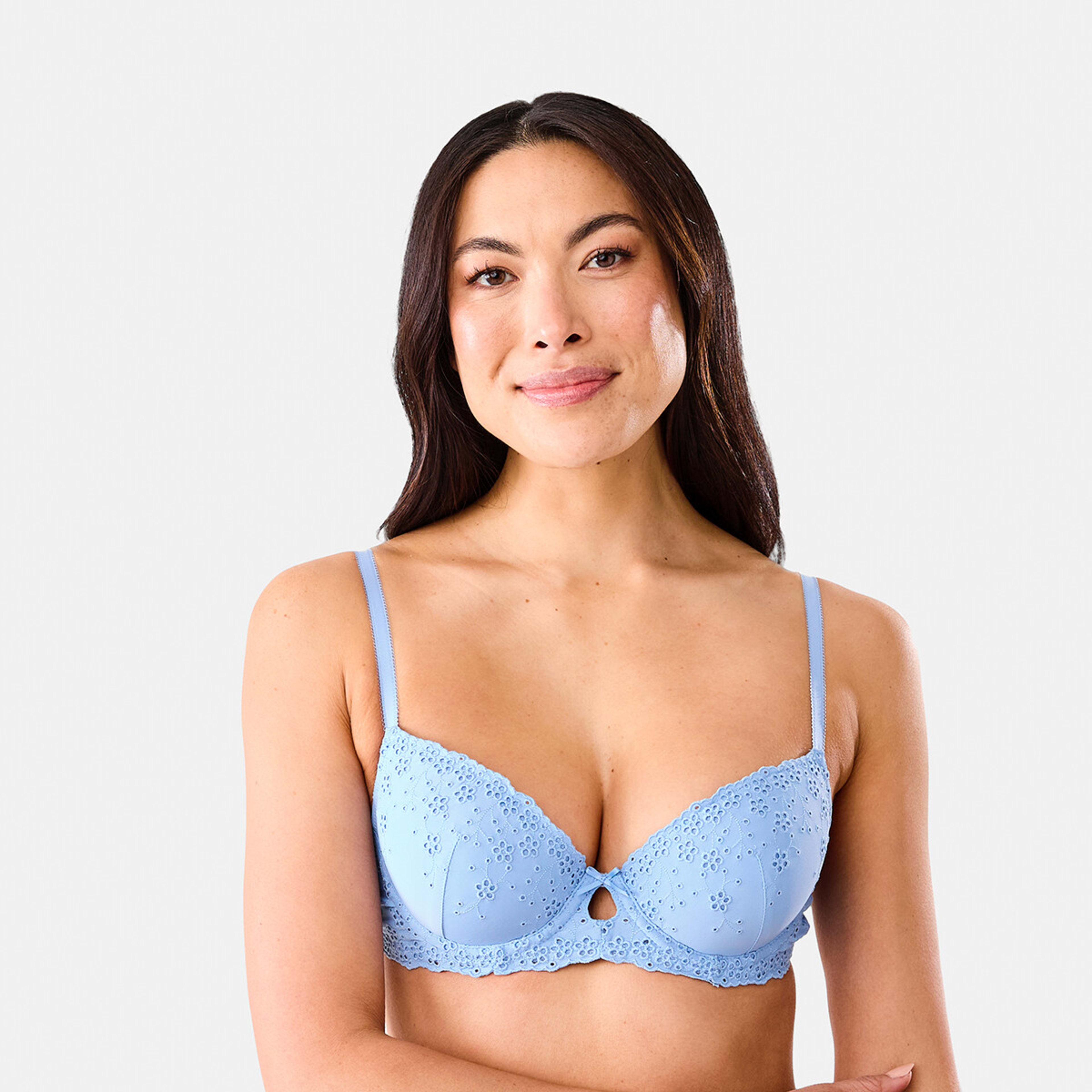 1 Co-ordinated Broderie T-shirt Bra Fthr Blue, 1 of 7