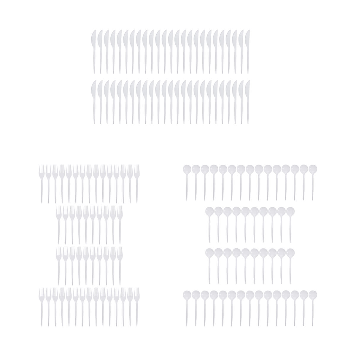 150 Piece Reusable White Plastic Cutlery Set Kmart
