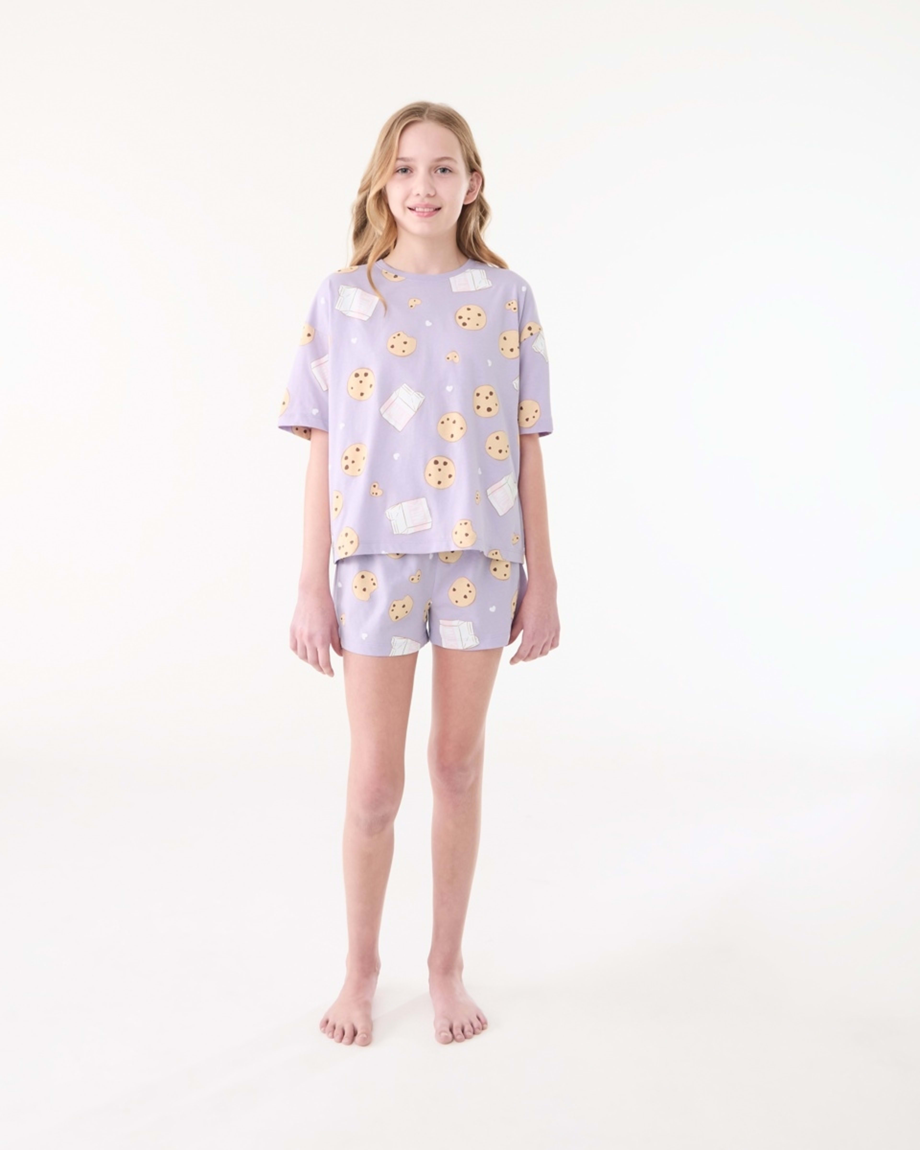 1 Short Sleeve Top Jersey Pyjama Set PURPLE COOKIE, 1 of 6