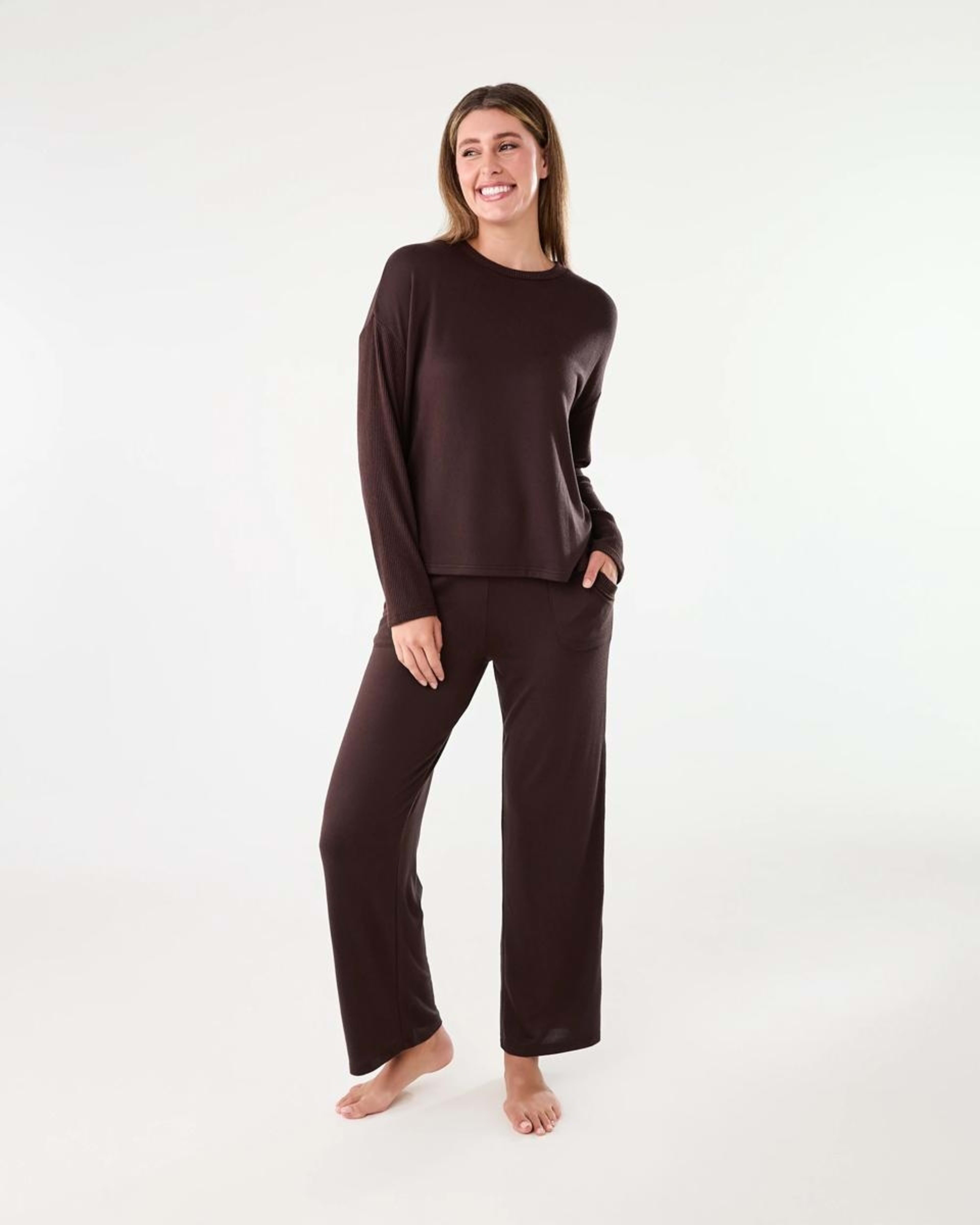 6 Super Soft Rib Trim Lounge Pants Choc Chip, 6 of 6