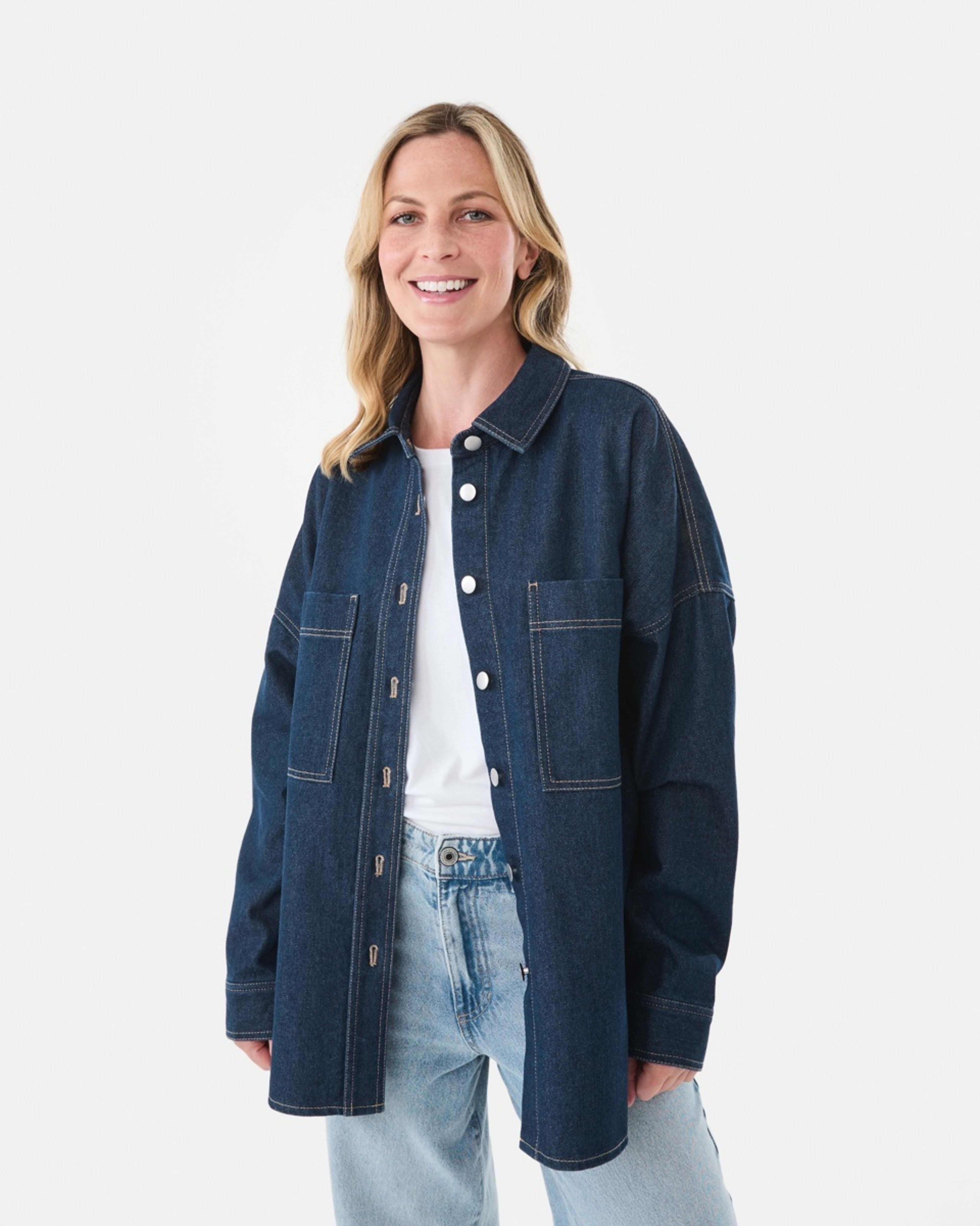 1 Long Sleeve Denim Shirt Dark Wash