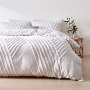 Tarni Cotton Quilt Cover Set - King Bed, White