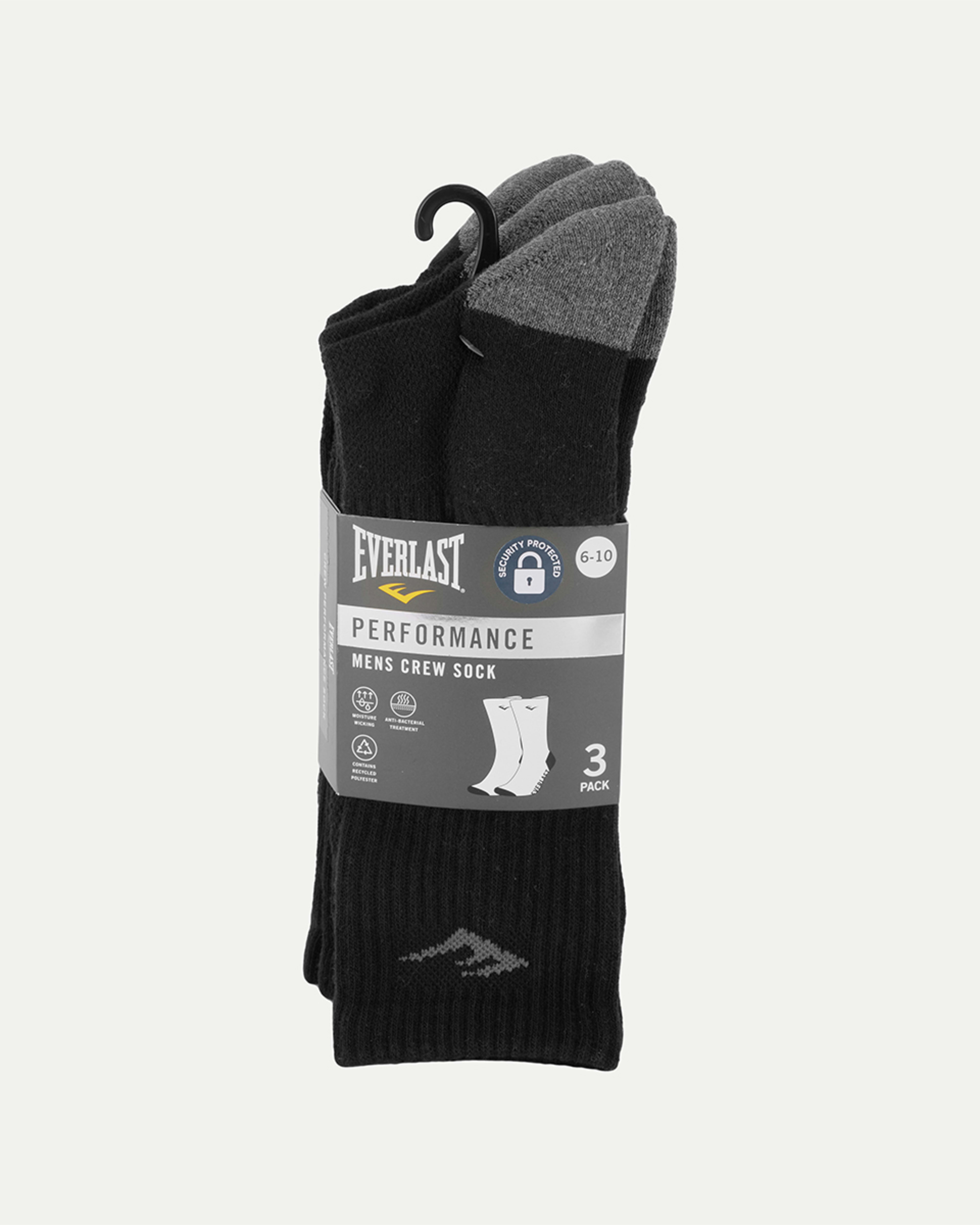 3 3 Pack Everlast Mens Crew Socks EVERLAST BLACK, GREY MARLE, 3 of 3