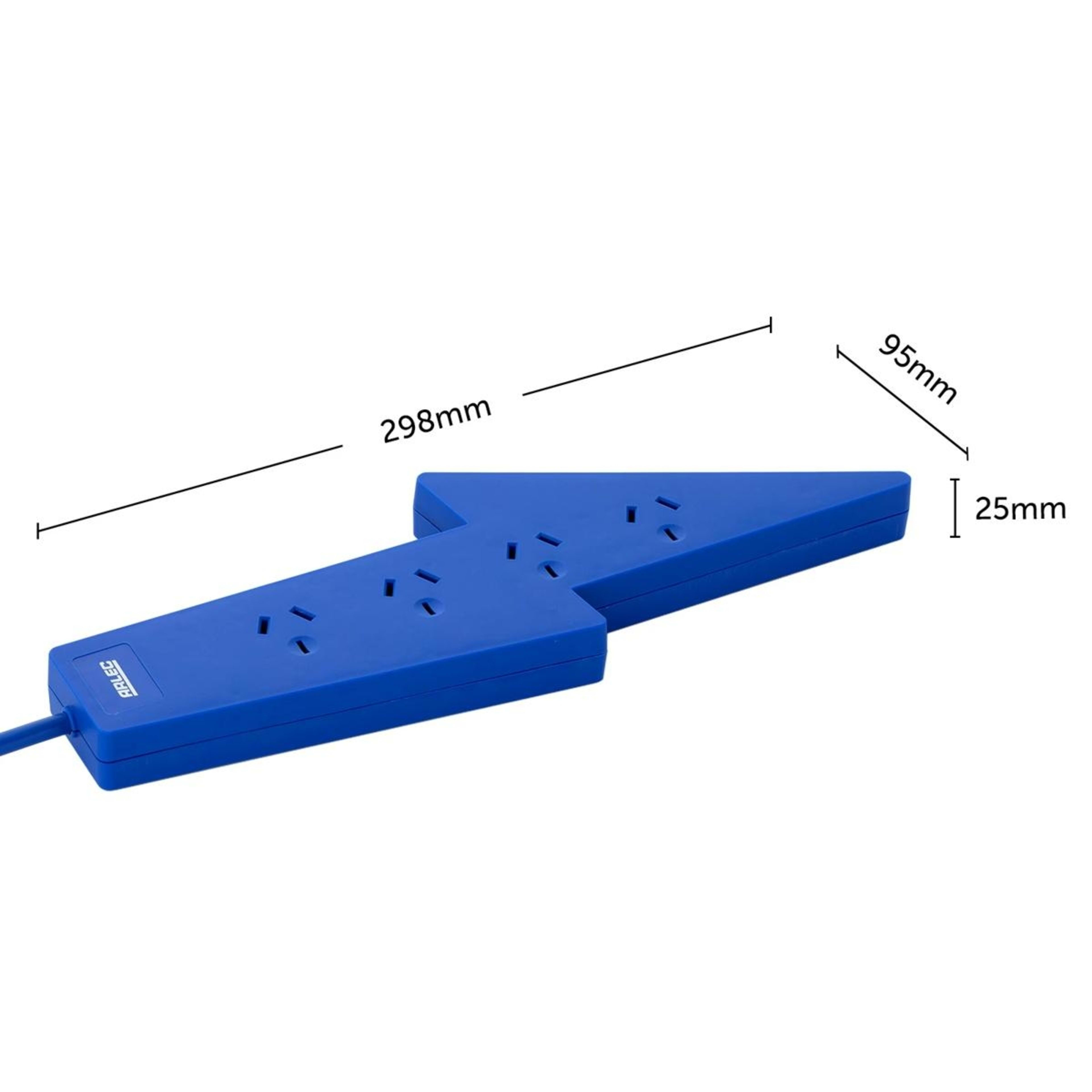 5 Arlec 4 Outlet Lightning Overload Protected Powerboard - Blue, 5 of 5