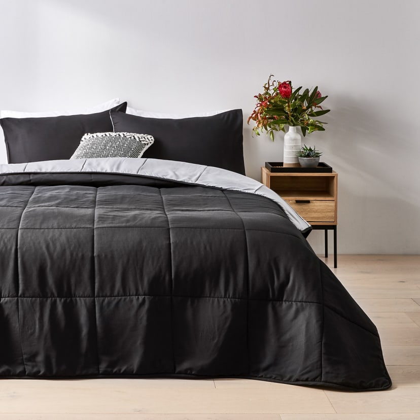 Reversible Comforter Set - Queen Bed, Black - Kmart