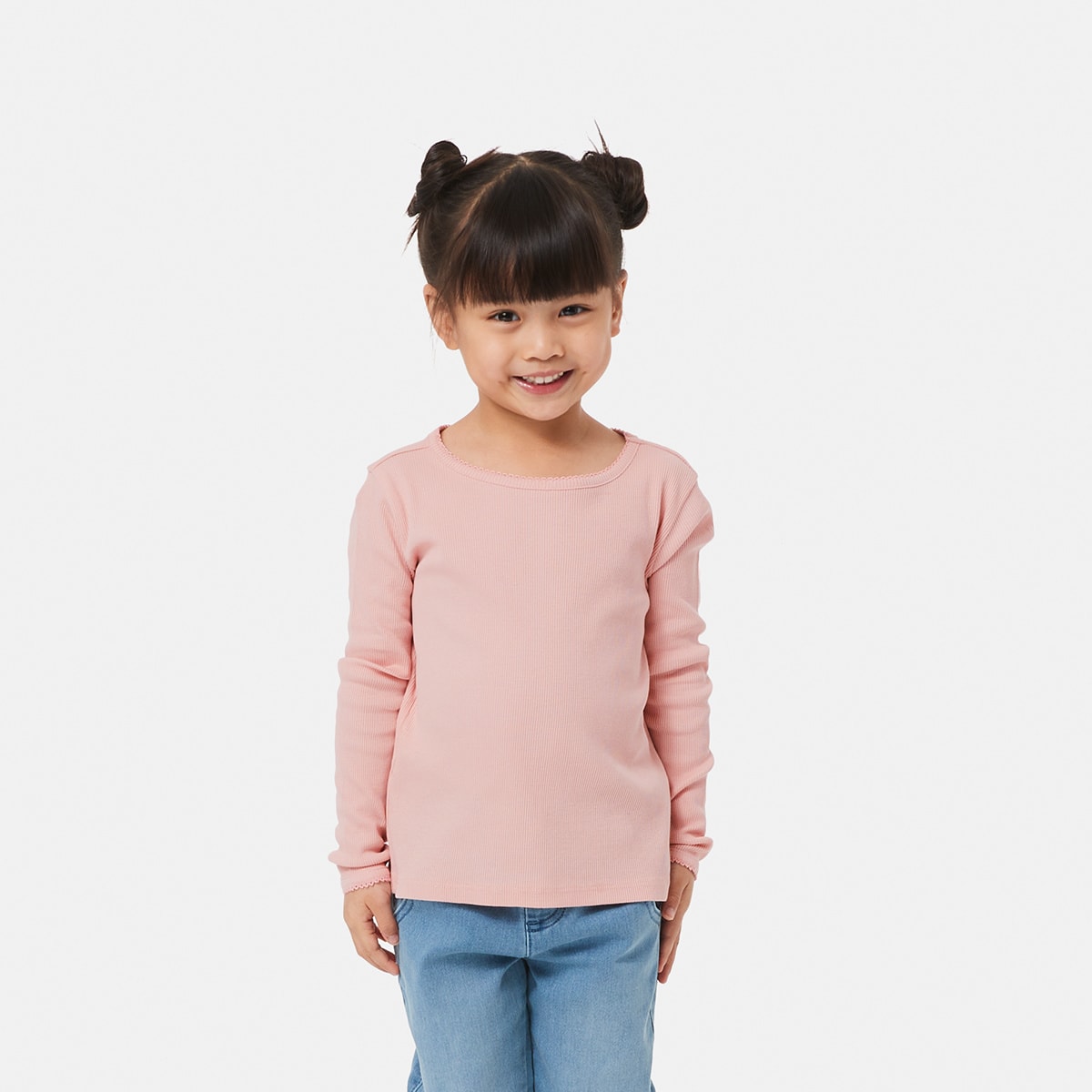 Long Sleeve Plain Ribbed T-shirt - Kmart