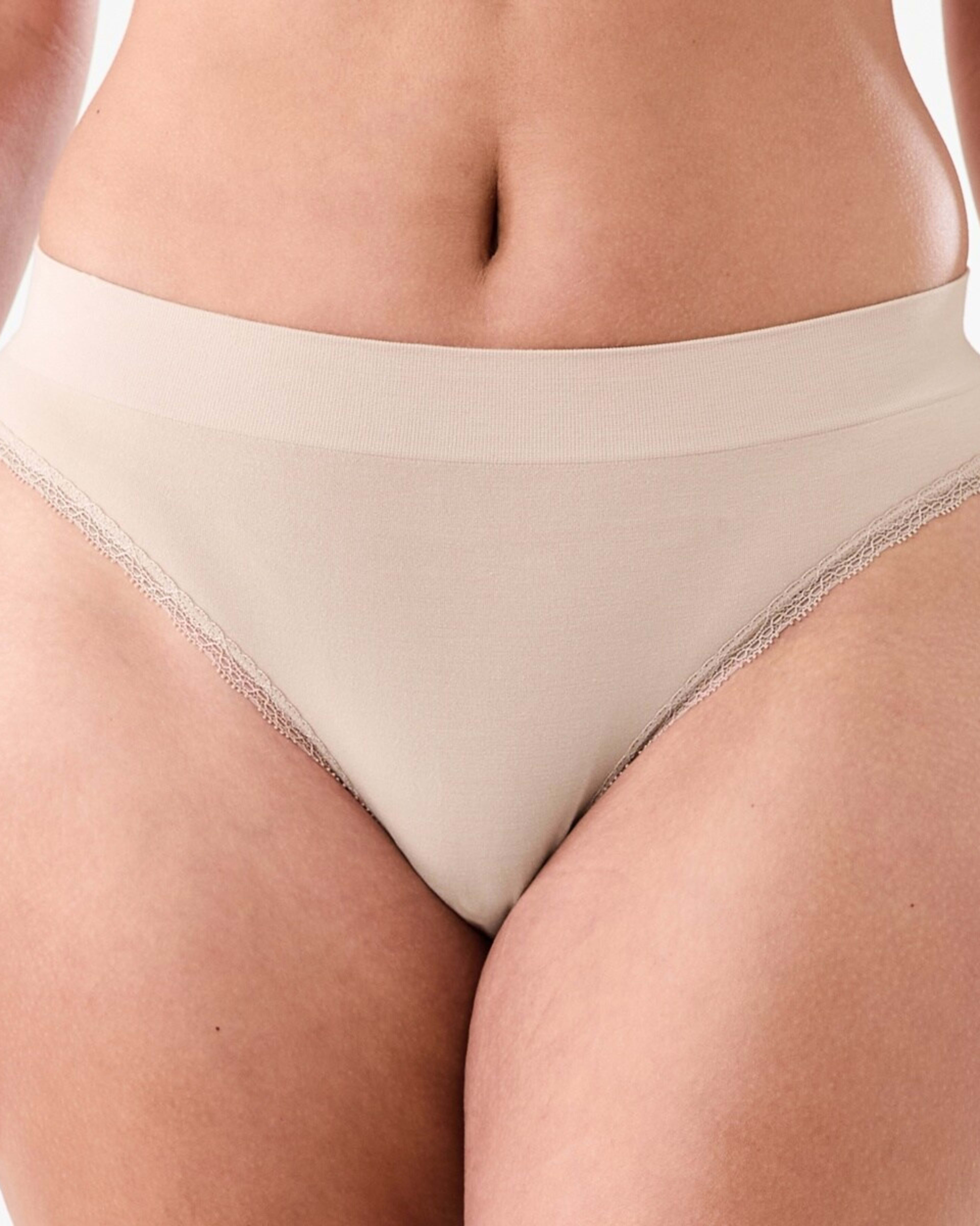 6 3 Pack Seamfree Bamboo Lace Bikini Briefs PINK CHALK, WHISPER WHITE, LIGHT FAWN, 6 of 9