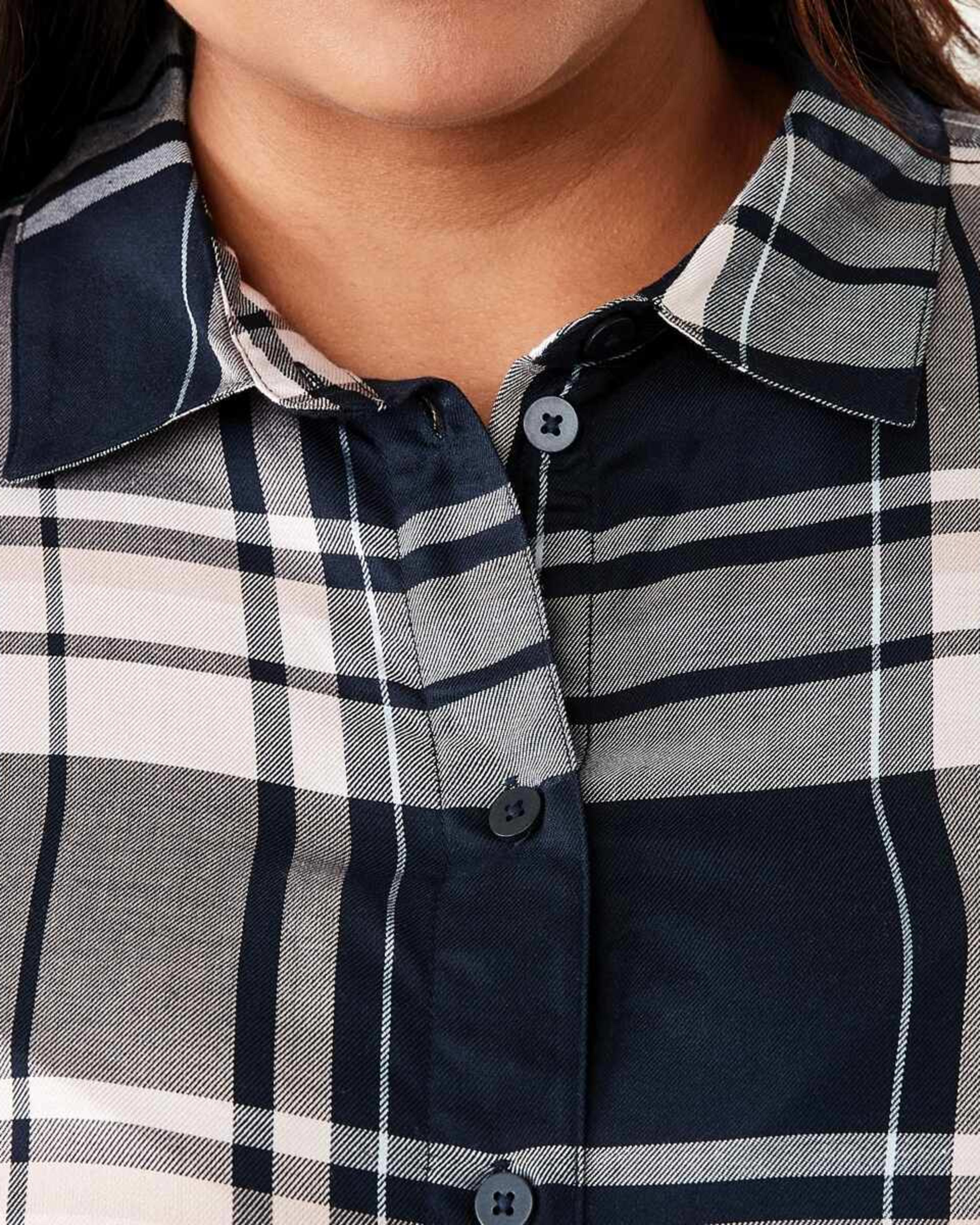 5 Curve Long Sleeve Check Shirt Navy Check Sky Captain, 5 of 6