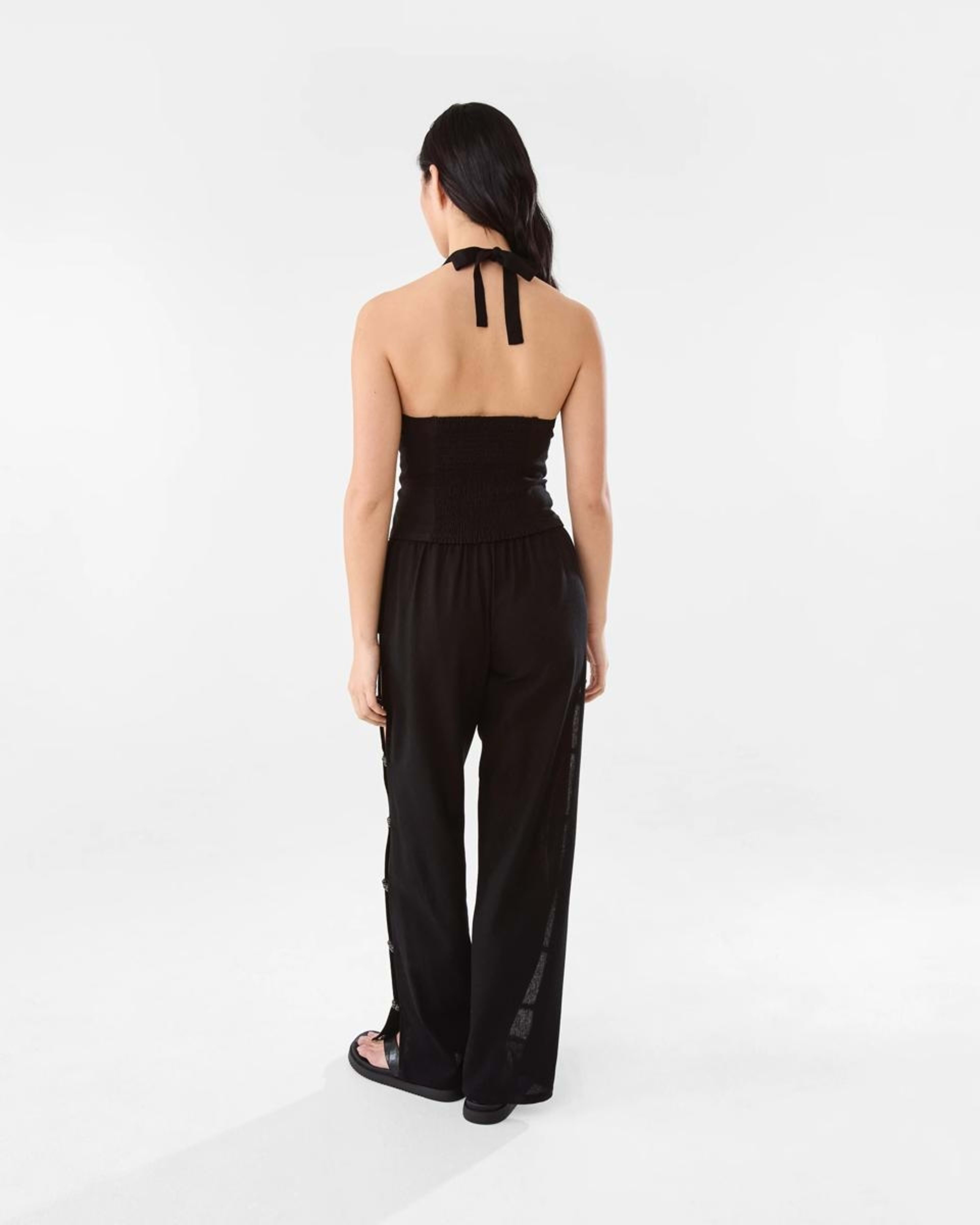 6 Linen Blend Beaded Pants Black, 6 of 8