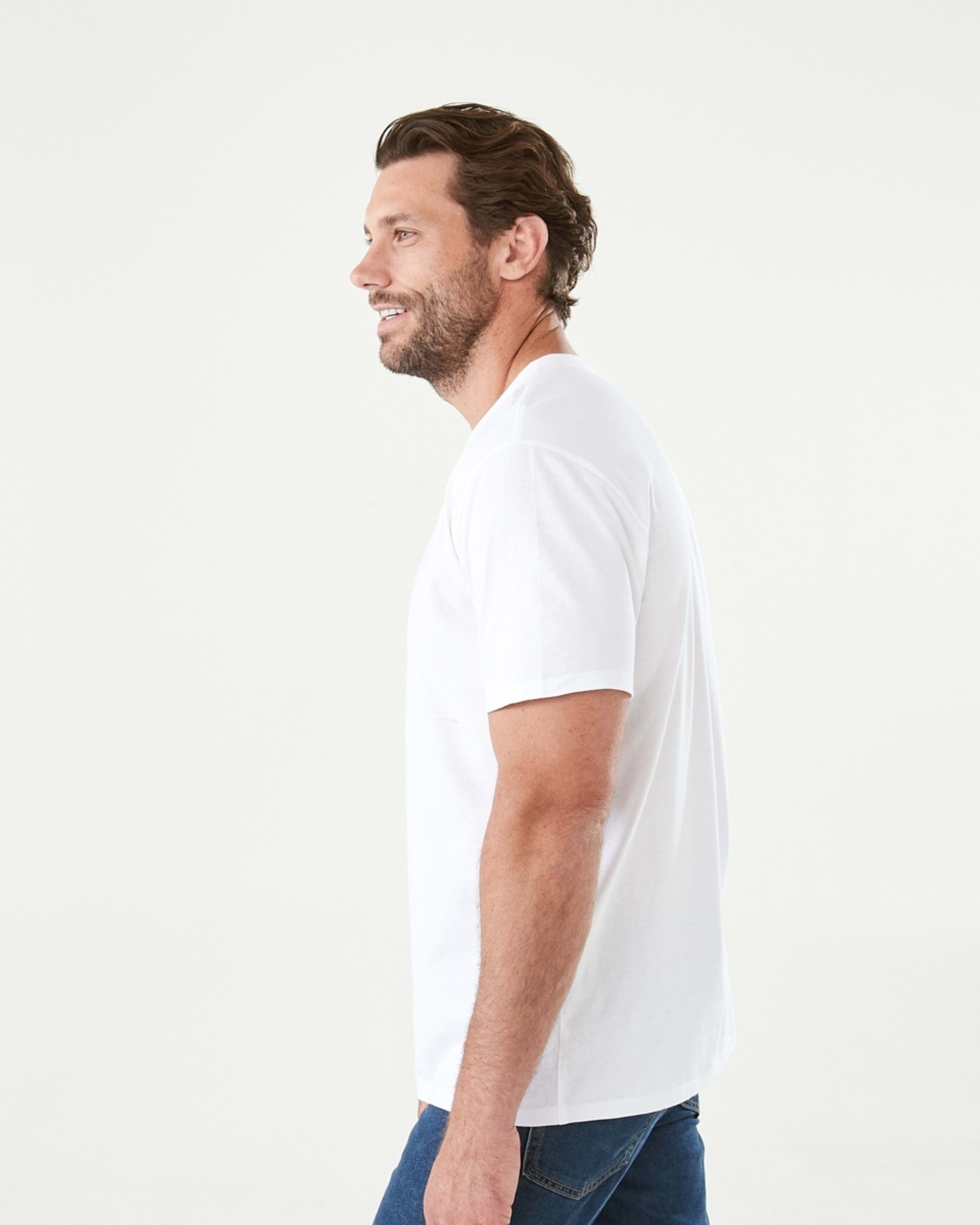 2 Plain V-Neck T-shirt WHITE, 2 of 5