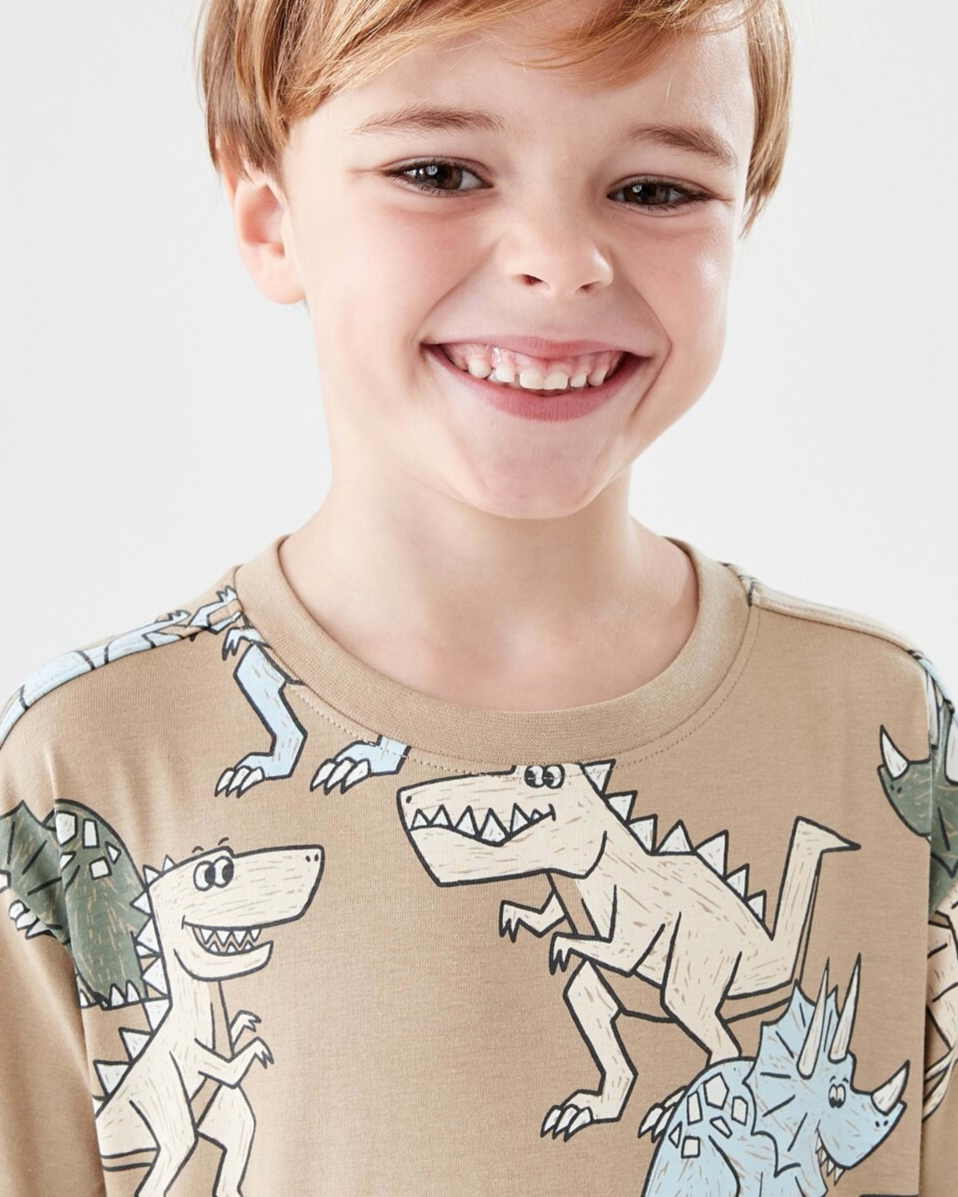 3 All Over Print T-shirt SCRIBBLY DINOS LIGHT BROWN, 3 of 6